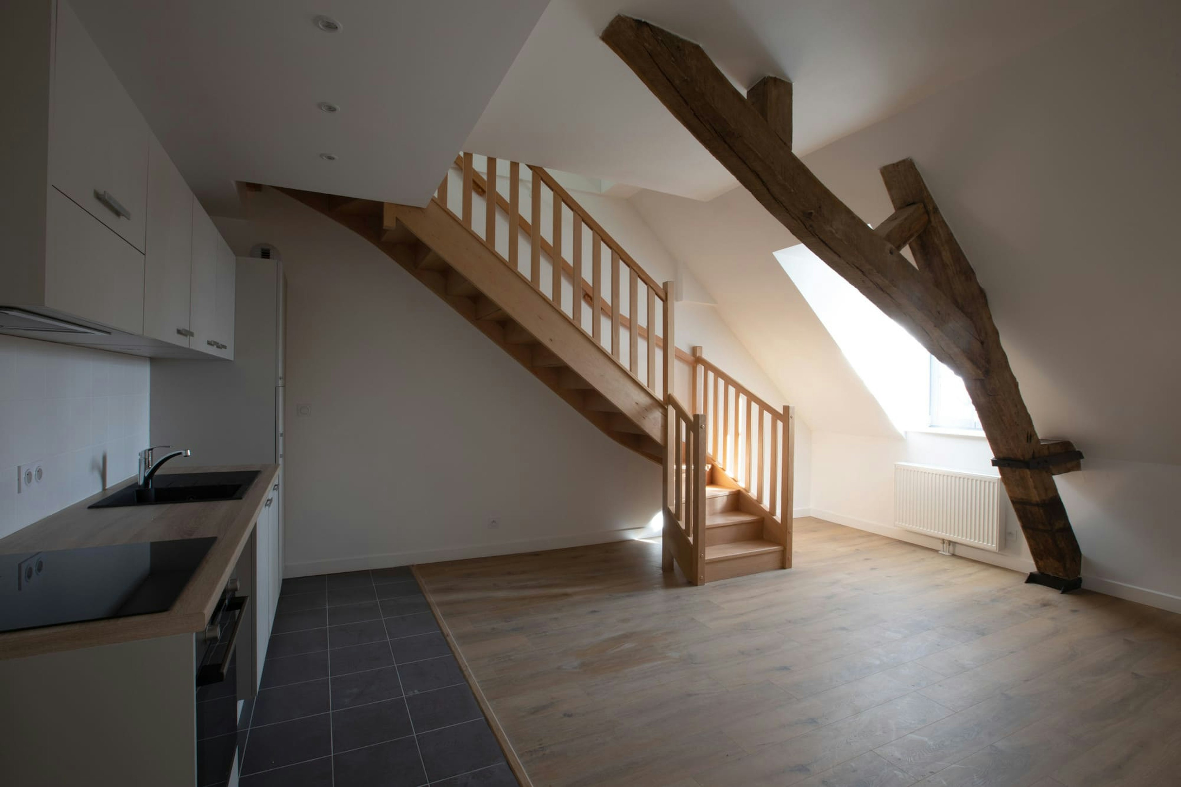 house, housing, staircase, indoors, interior design, loft, room, floor, wood, flooring
