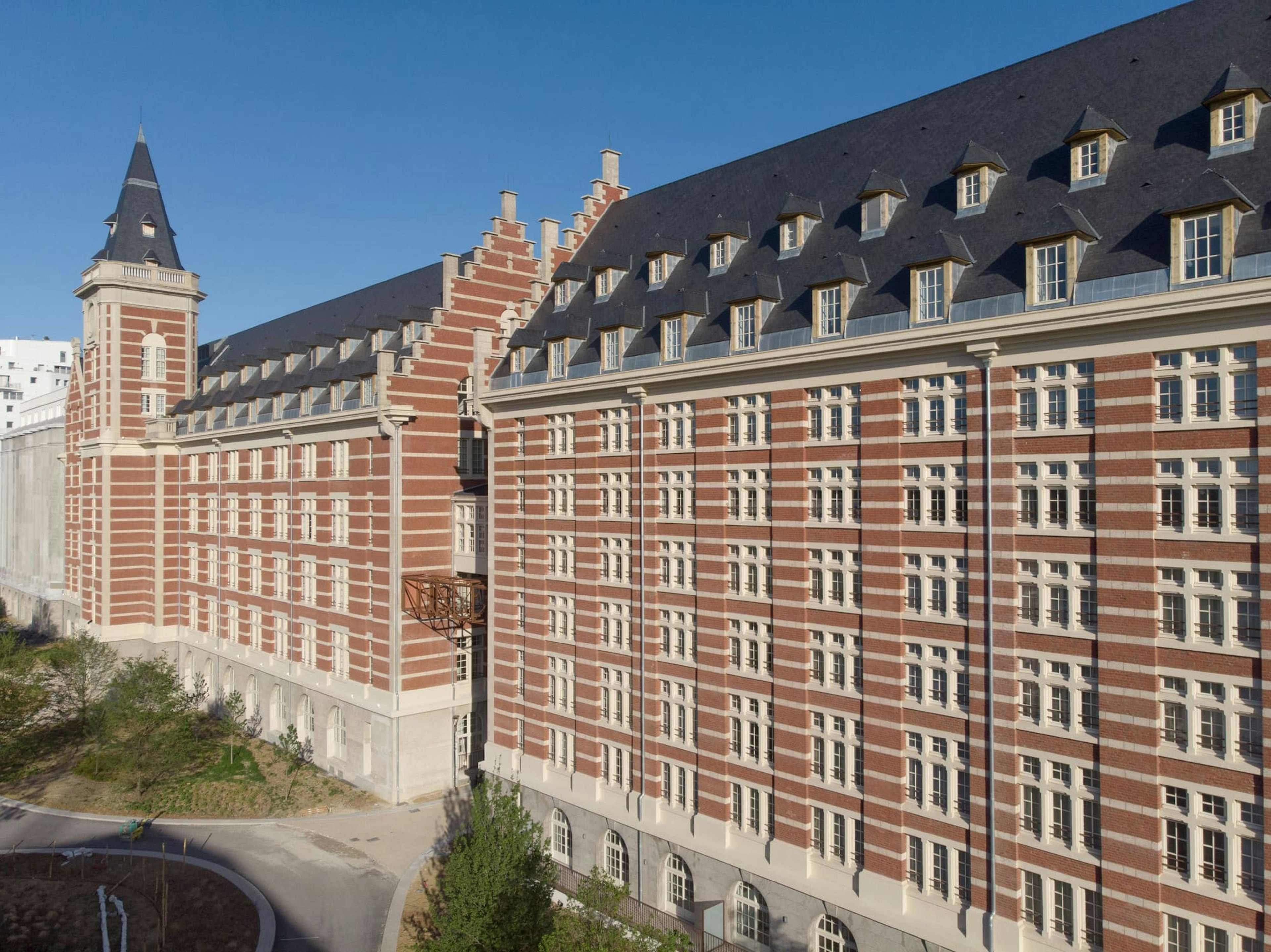 city, urban, building, apartment building, high rise, college, condo, office building, street, campus