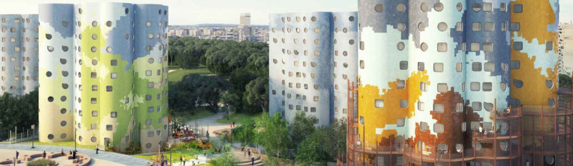 city, urban, architecture, building, high rise, art, painting