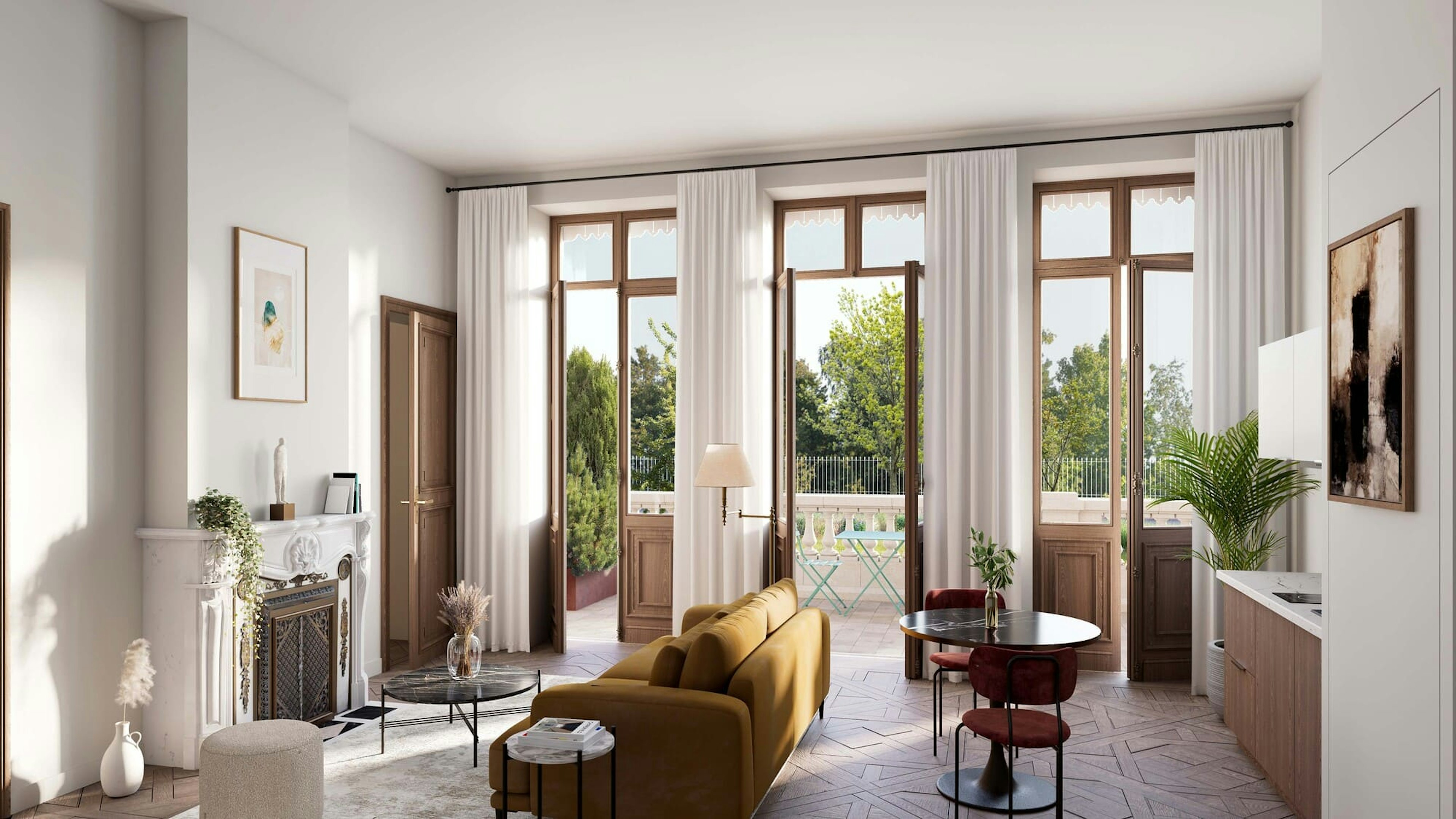 french window, window, indoors, interior design, art, painting, furniture, living room, room, home decor
