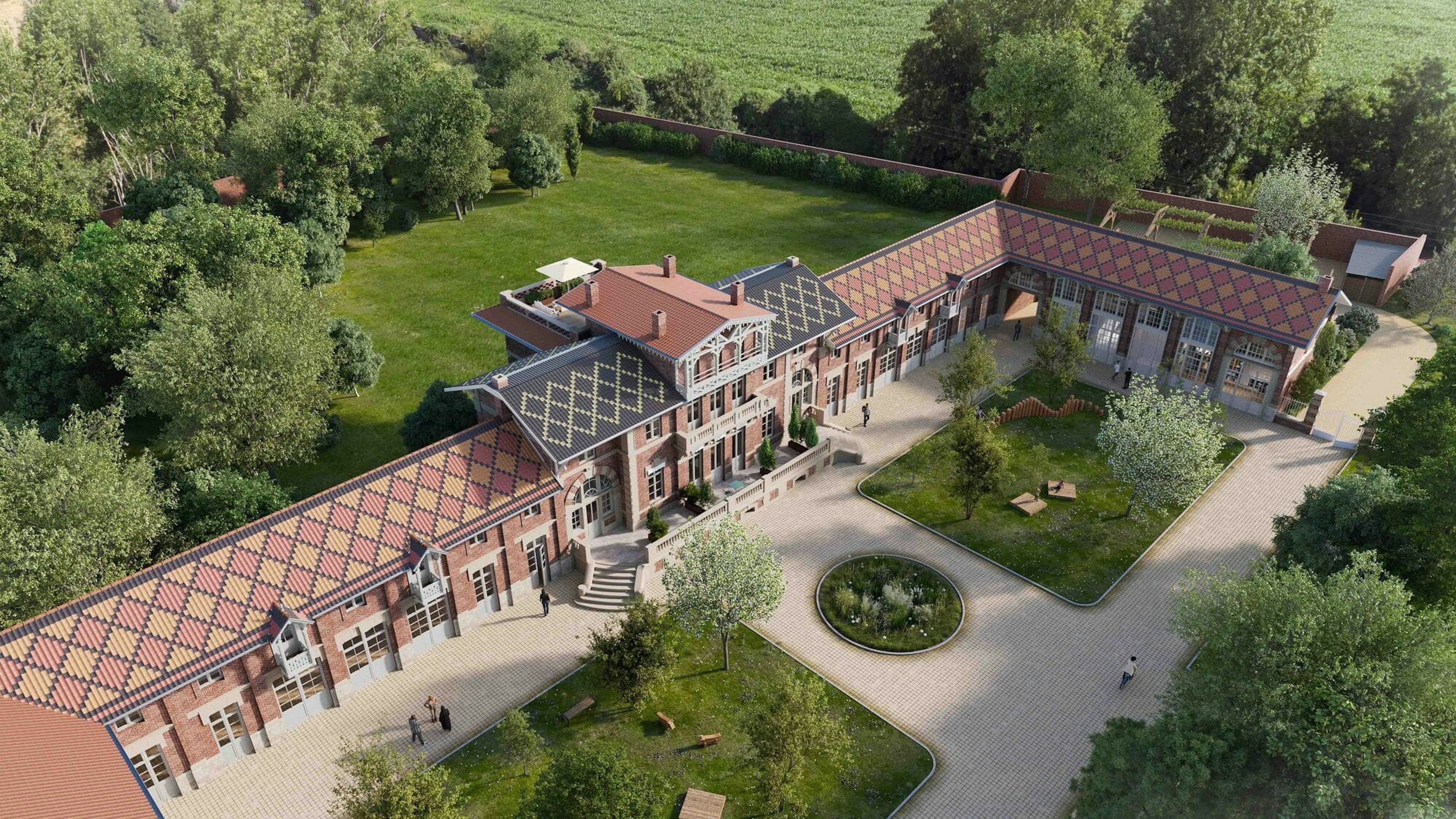outdoors, architecture, building, housing, house, aerial view, driveway