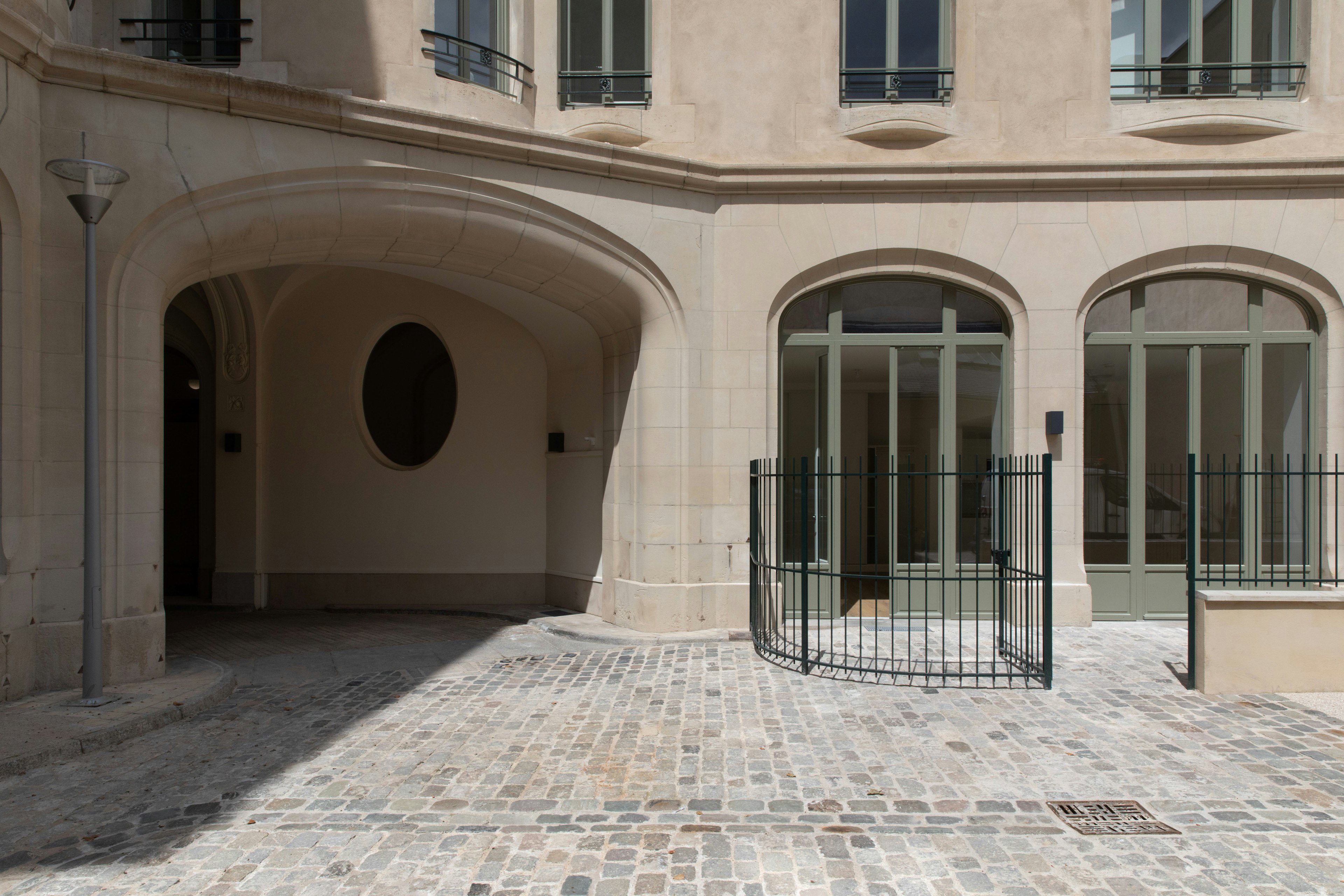 floor, path, walkway, flooring, flagstone, arch, architecture, door, housing, gate