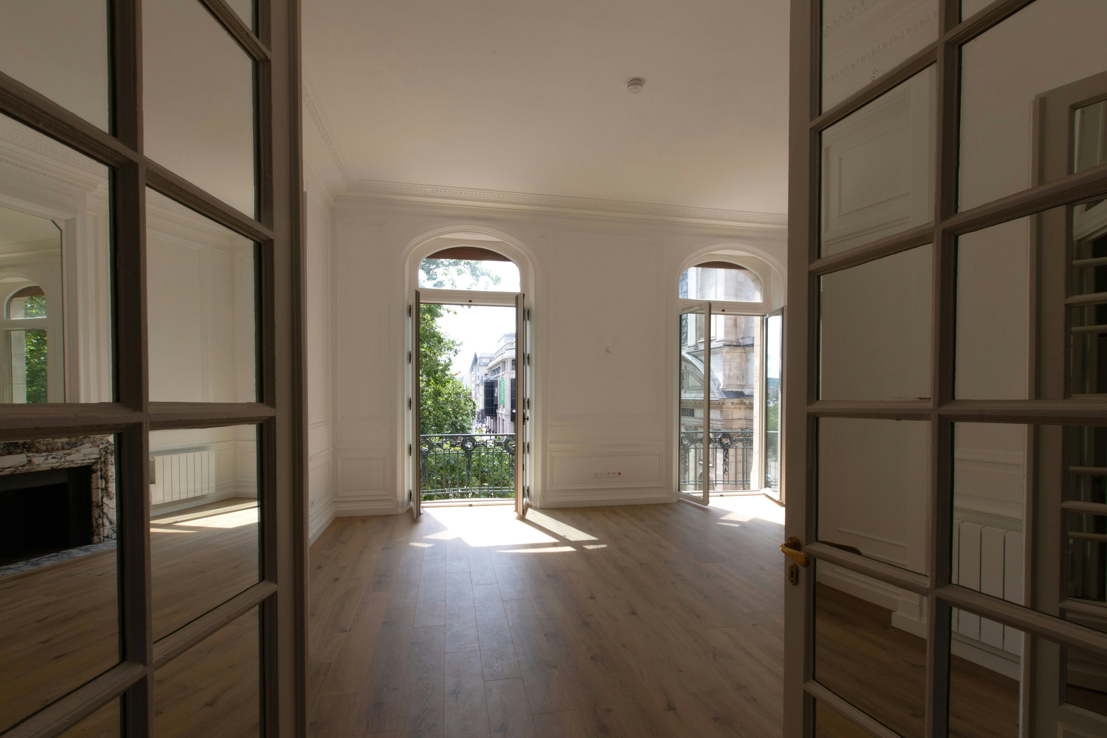 floor, flooring, wood, indoors, interior design, hardwood, door, living room, housing, french window