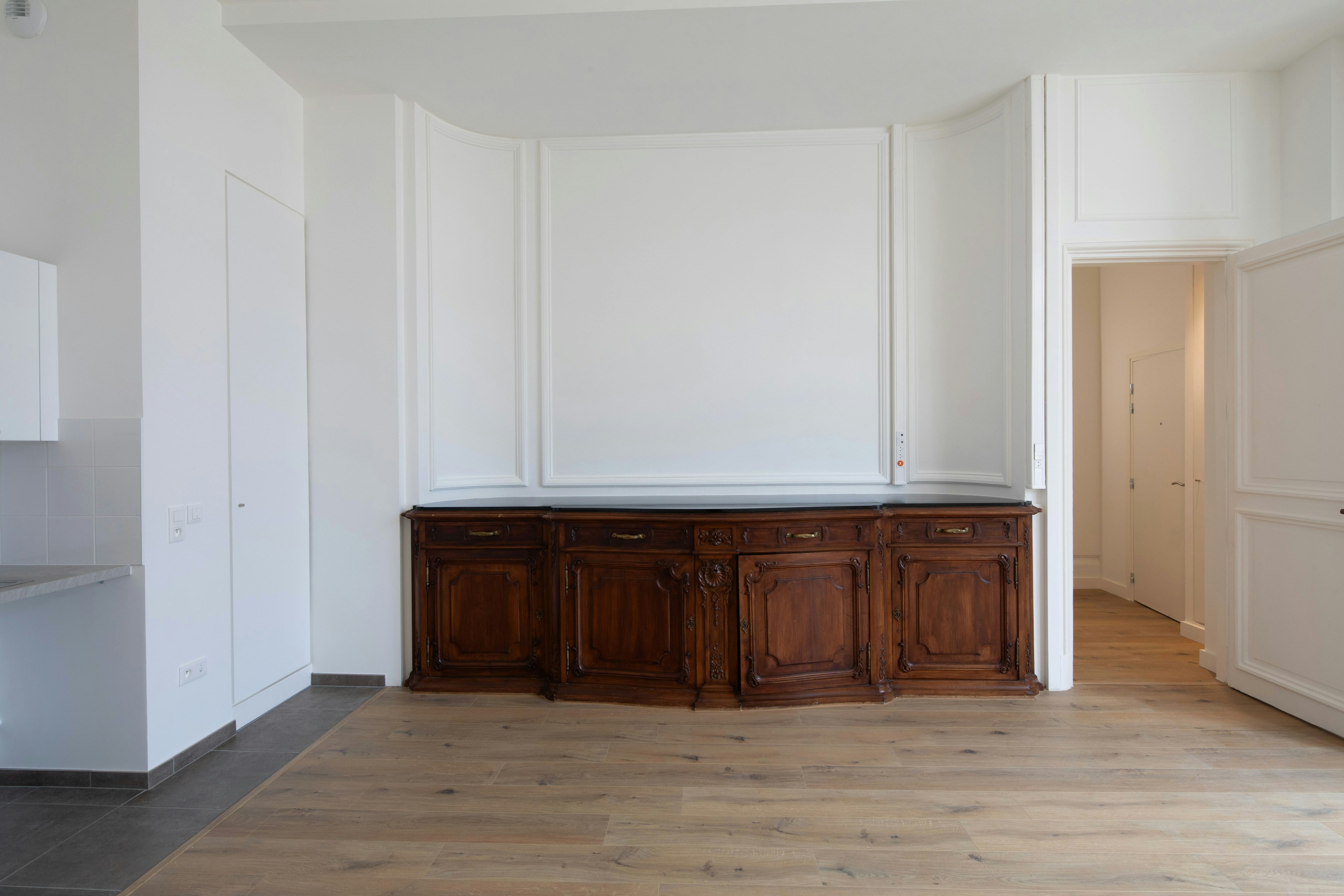 corner, indoors, interior design, floor, flooring, wood, furniture, sideboard, hardwood