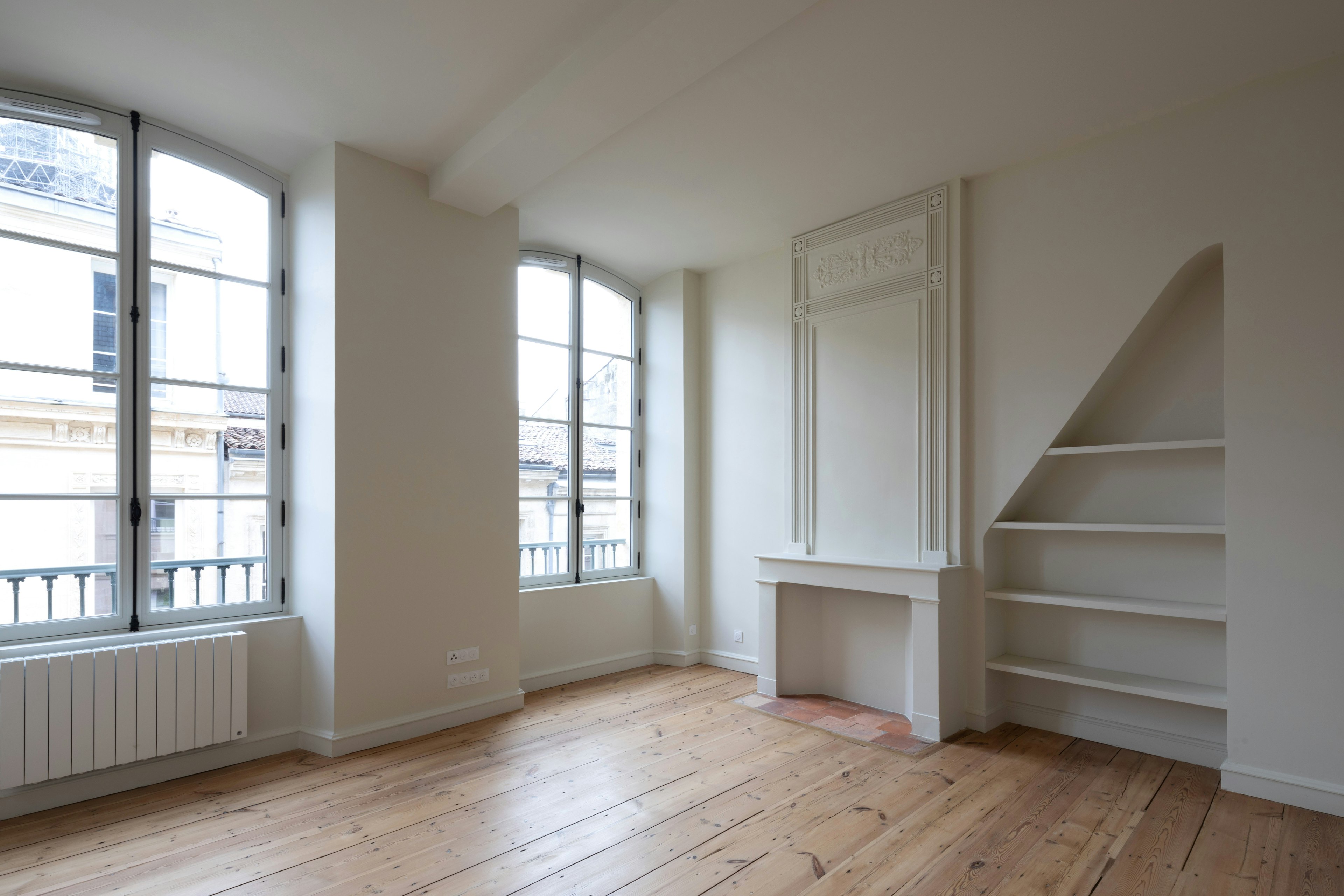 indoors, interior design, floor, flooring, wood, corner, hardwood, staircase, living room, window