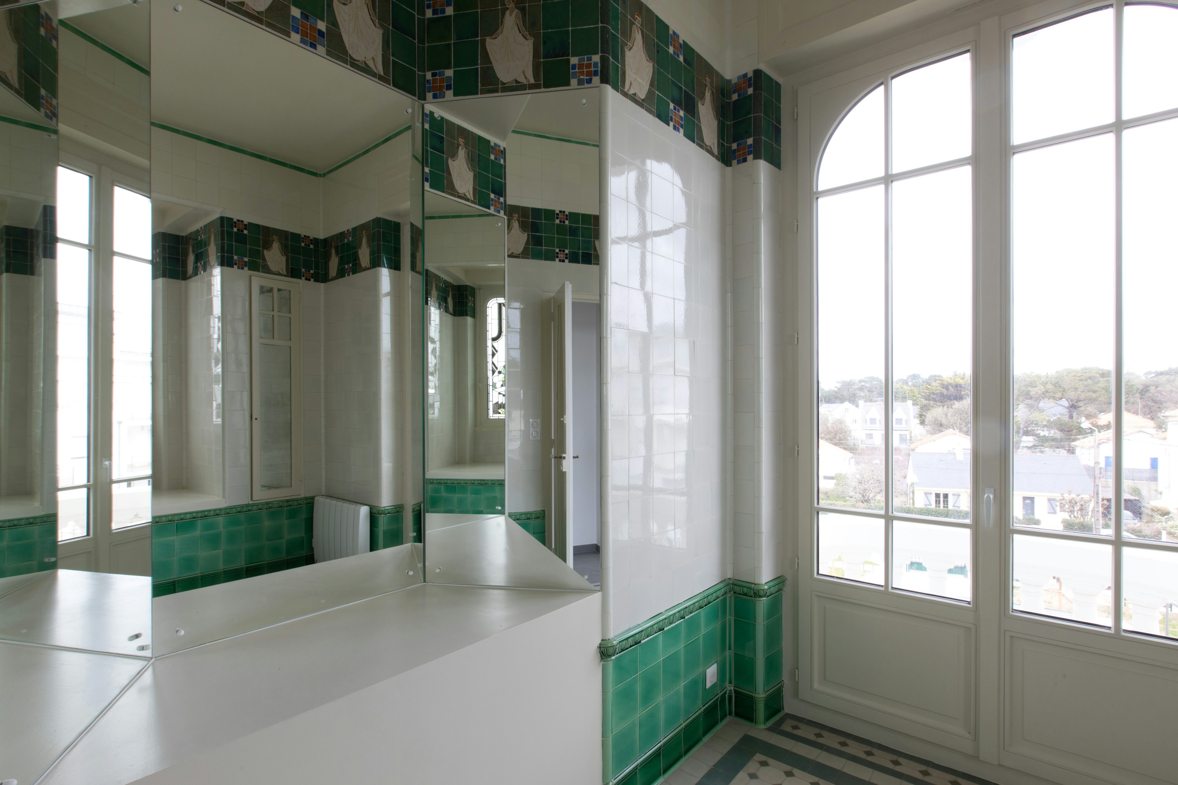 floor, flooring, indoors, interior design, bathing, person, tub, window