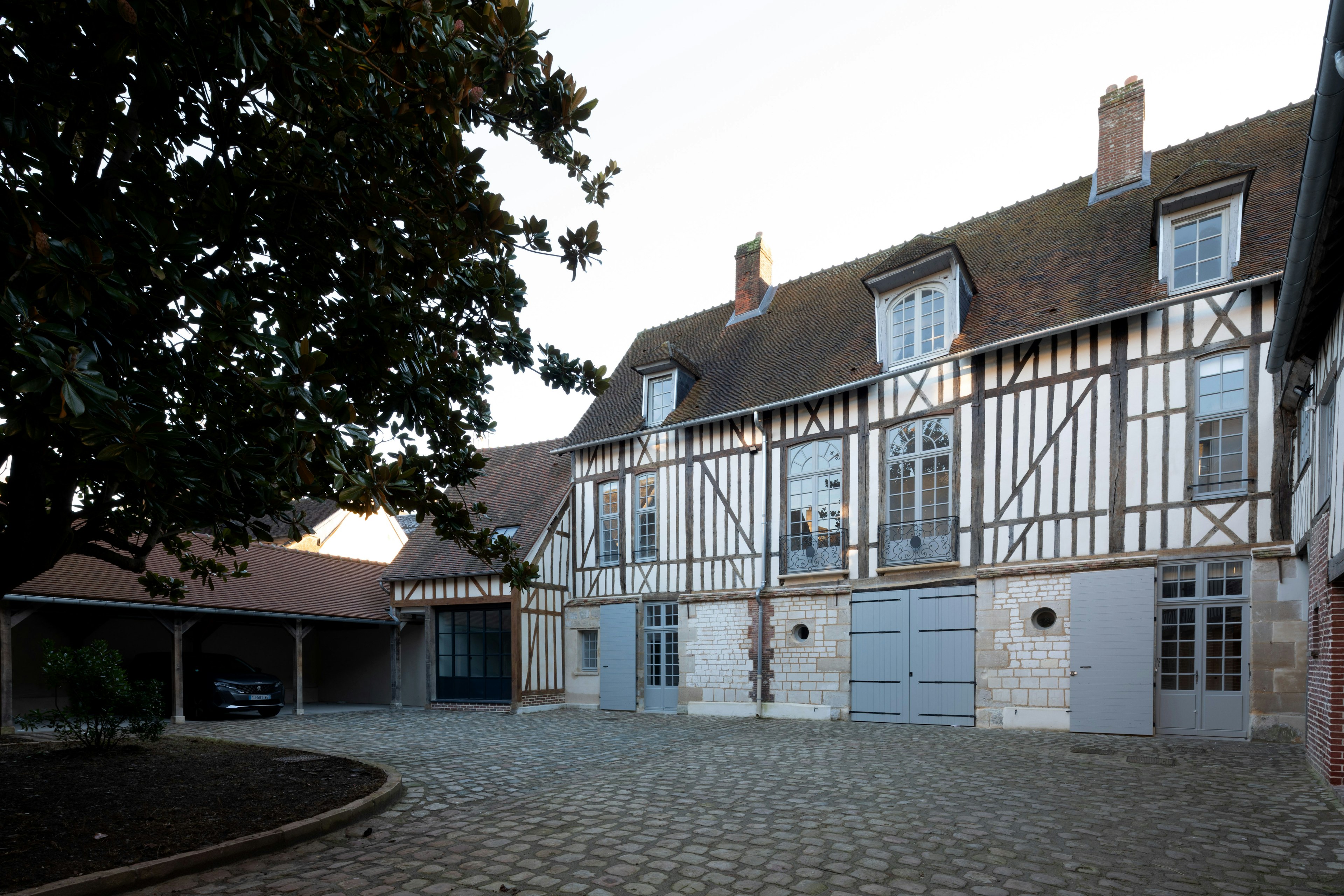 path, road, cobblestone, walkway, flagstone, car, housing, city, street, house