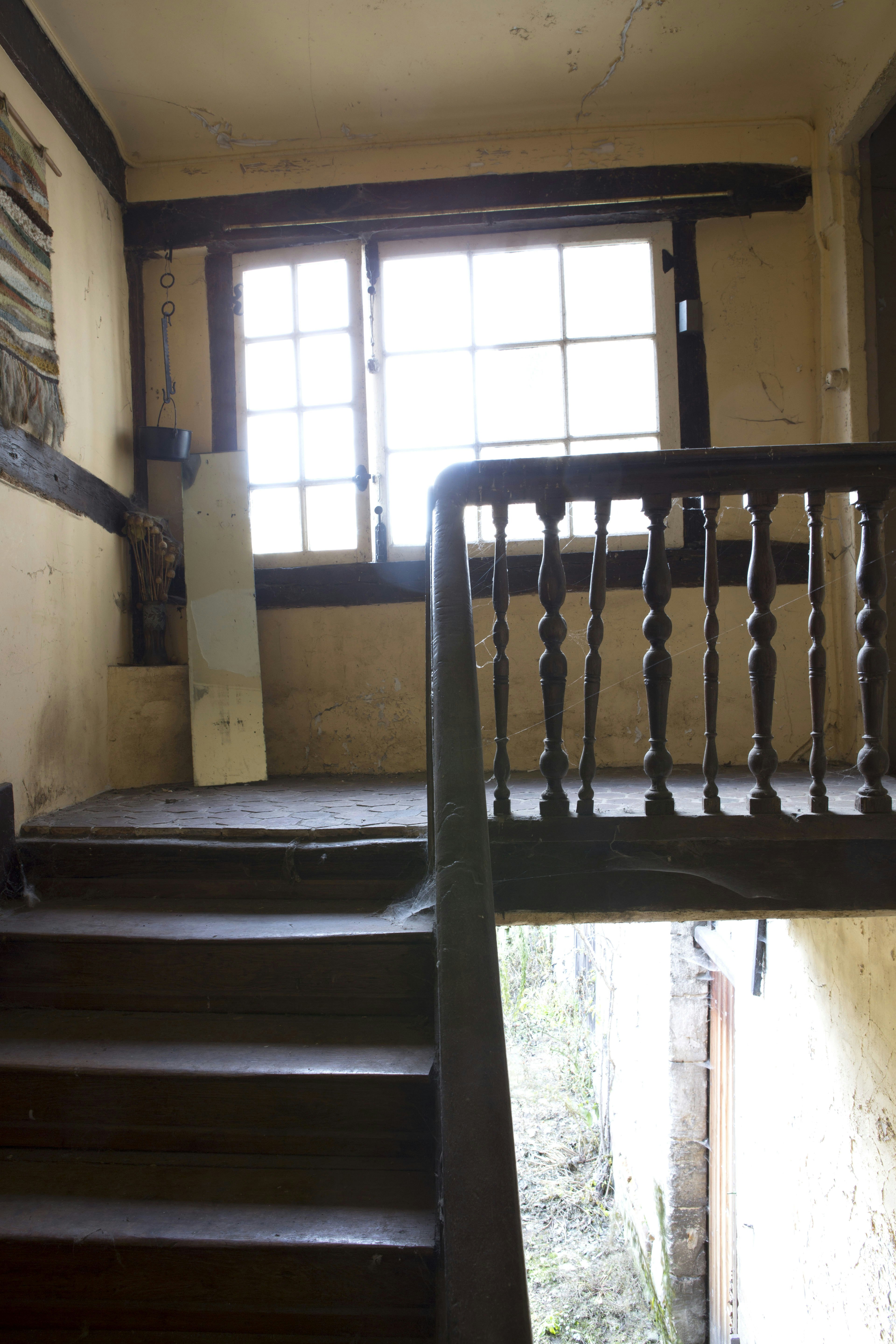 architecture, building, house, housing, staircase, handrail, wood, railing