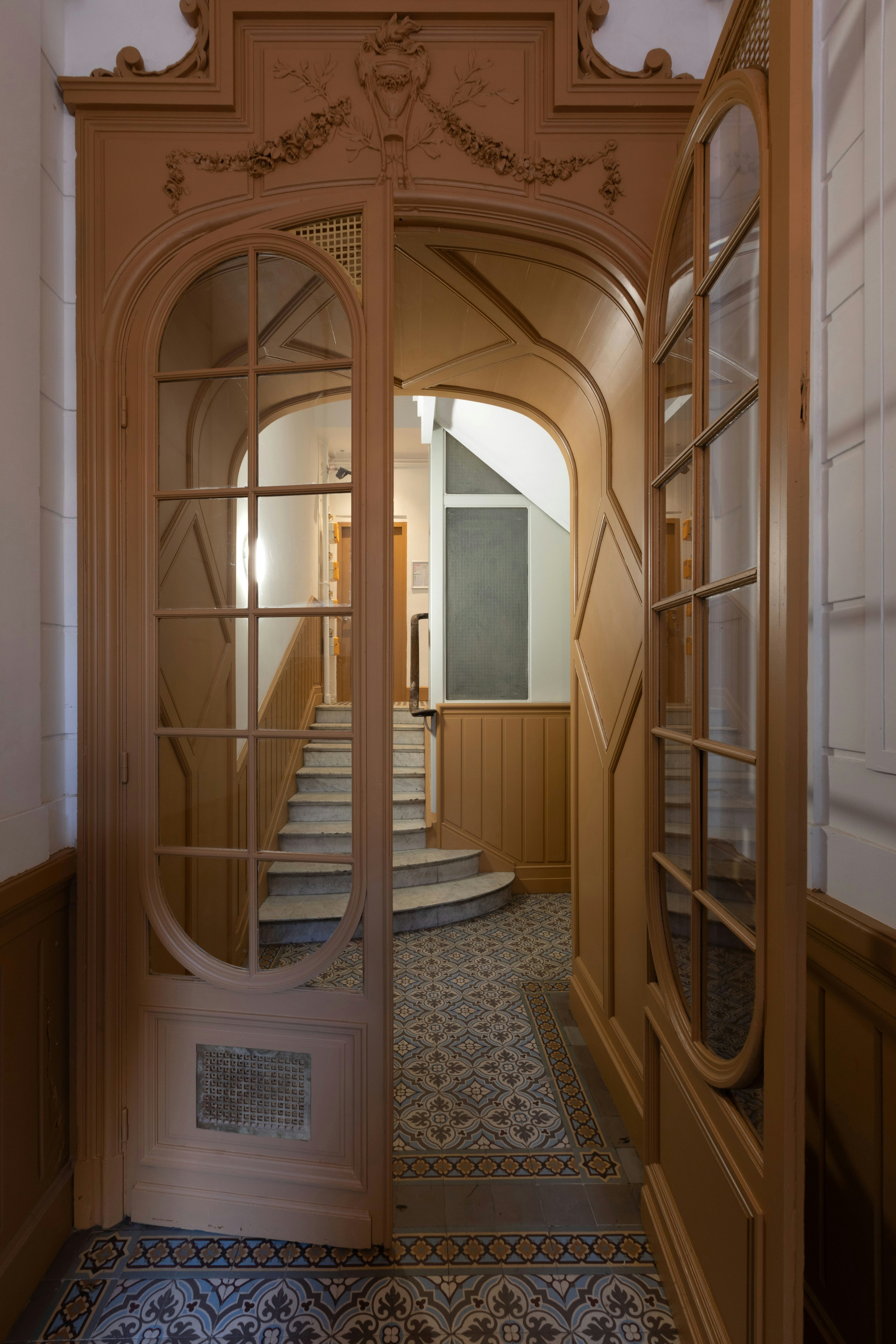 indoors, interior design, door, architecture, building, house, housing, staircase, floor, flooring