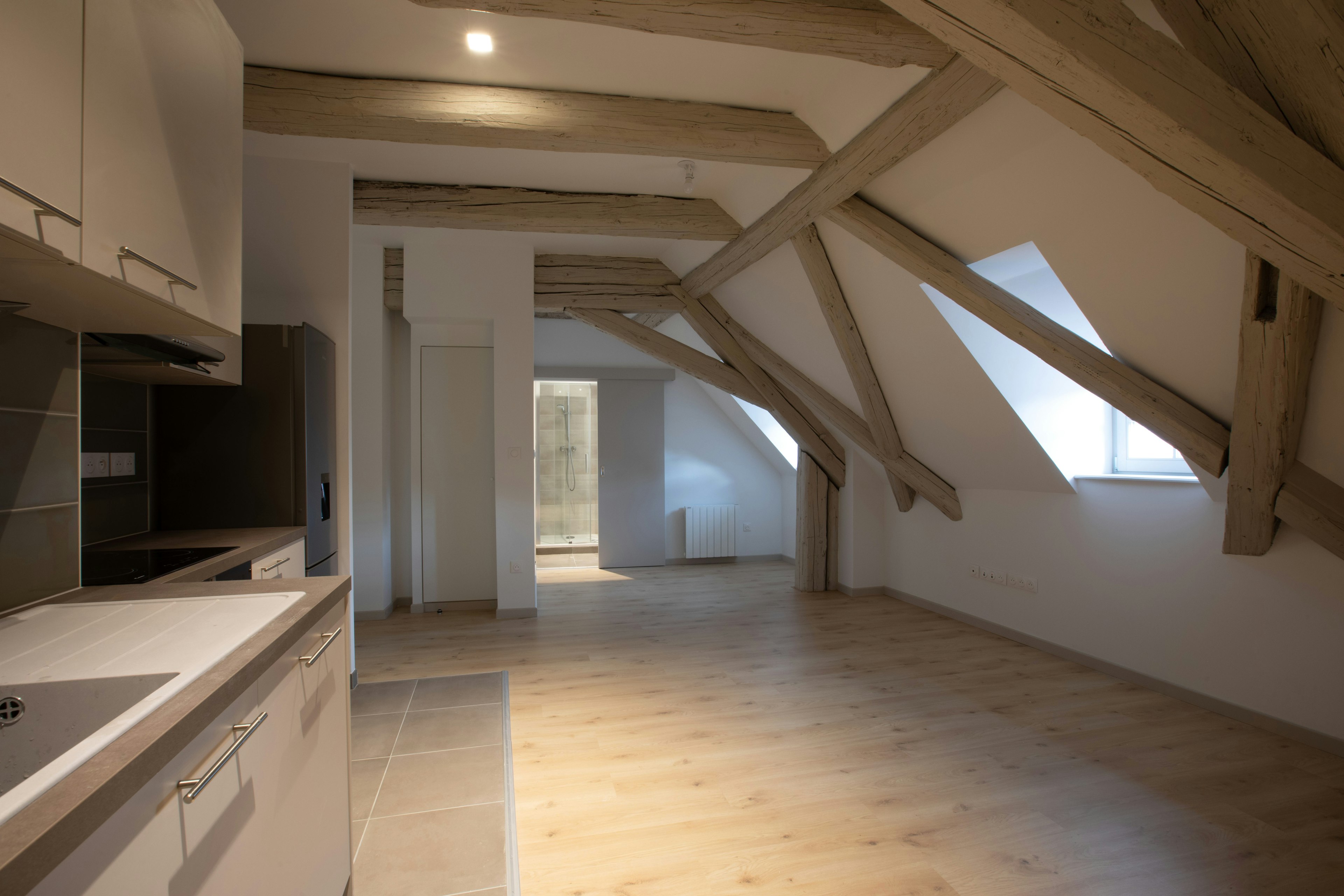 house, housing, indoors, loft, interior design, penthouse, wood, attic, floor, flooring