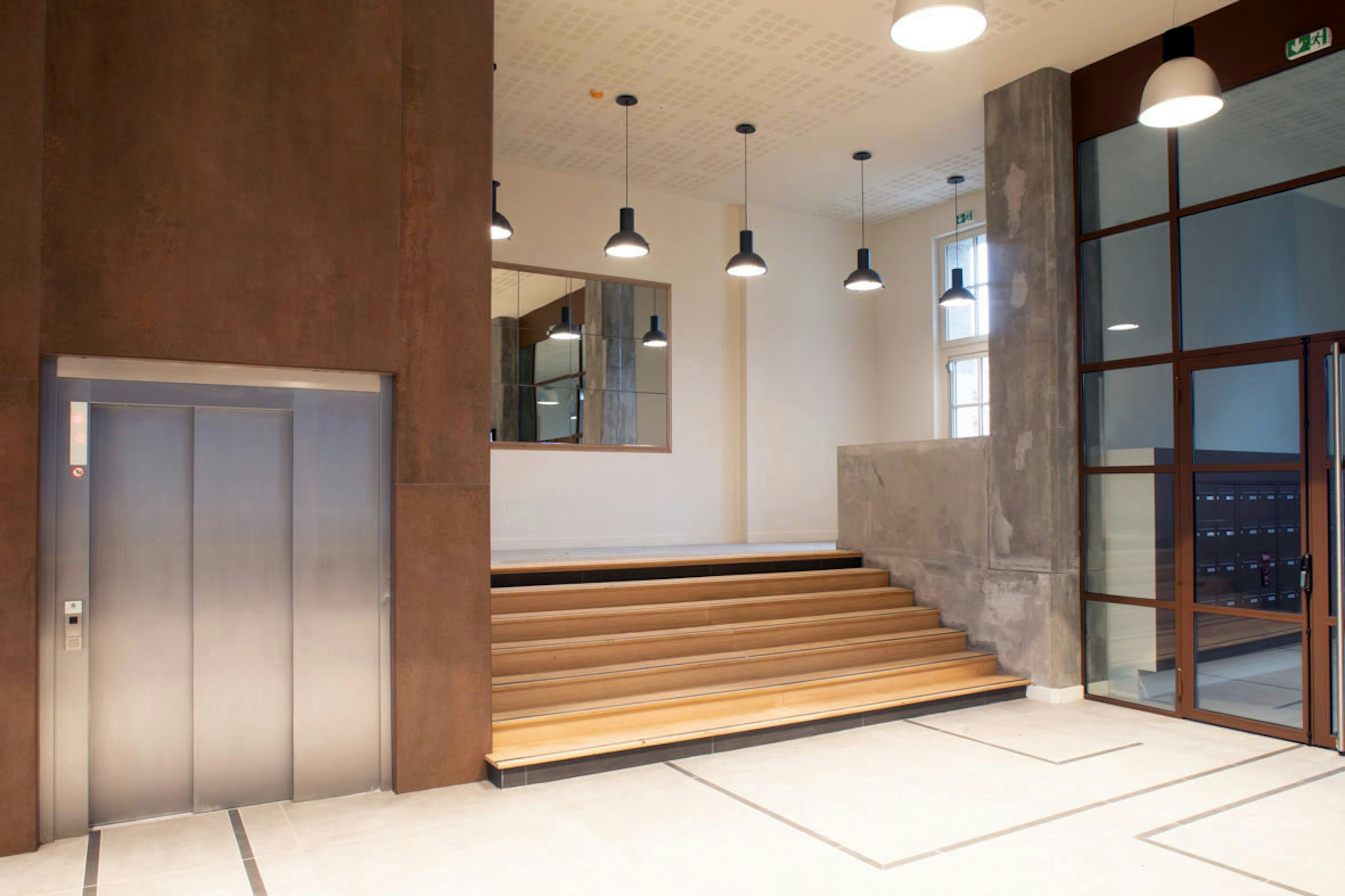 indoors, interior design, housing, staircase, lamp, wood, lighting, floor, flooring, door