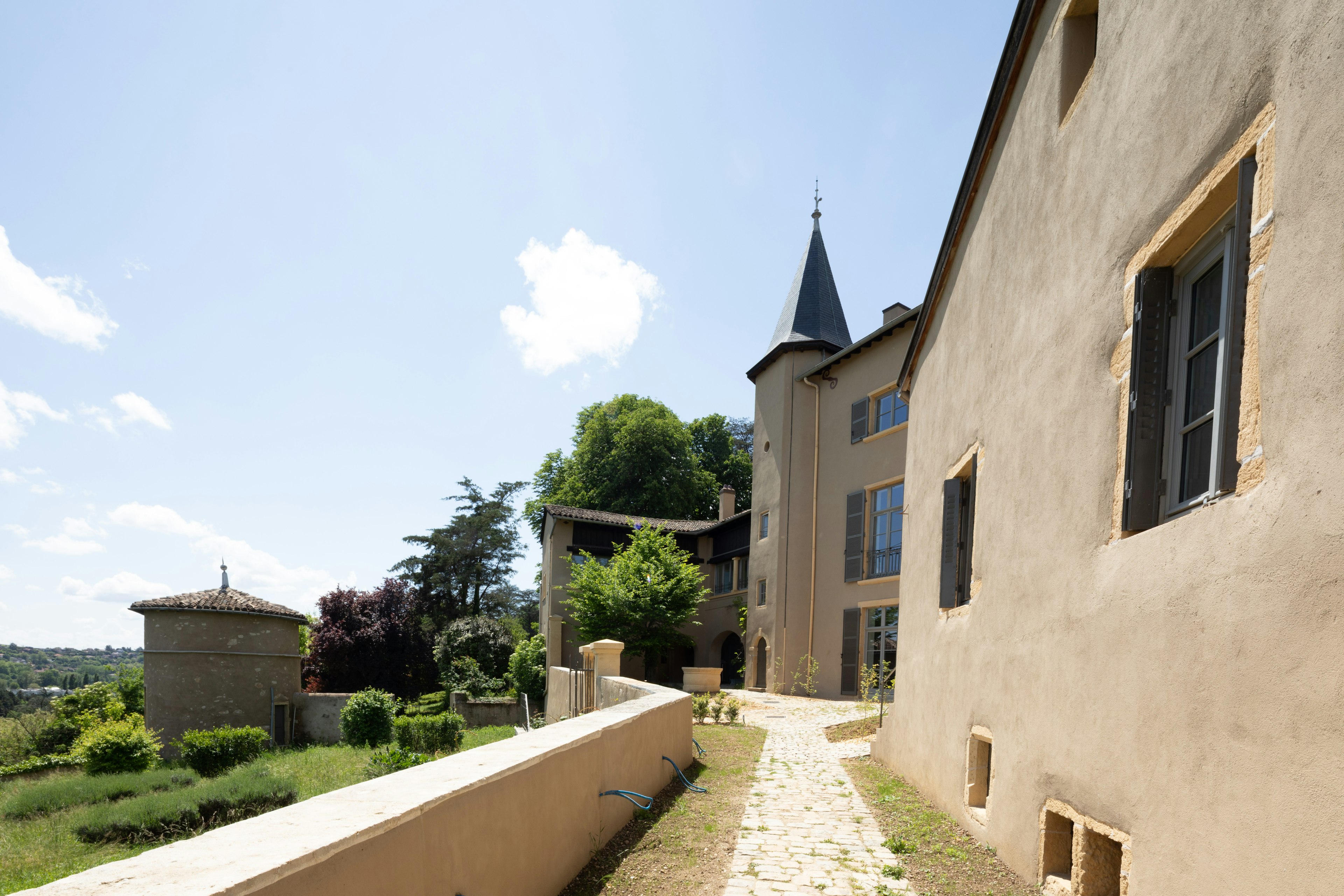 house, housing, villa, monastery, city, street, urban, spire, neighborhood, fortress
