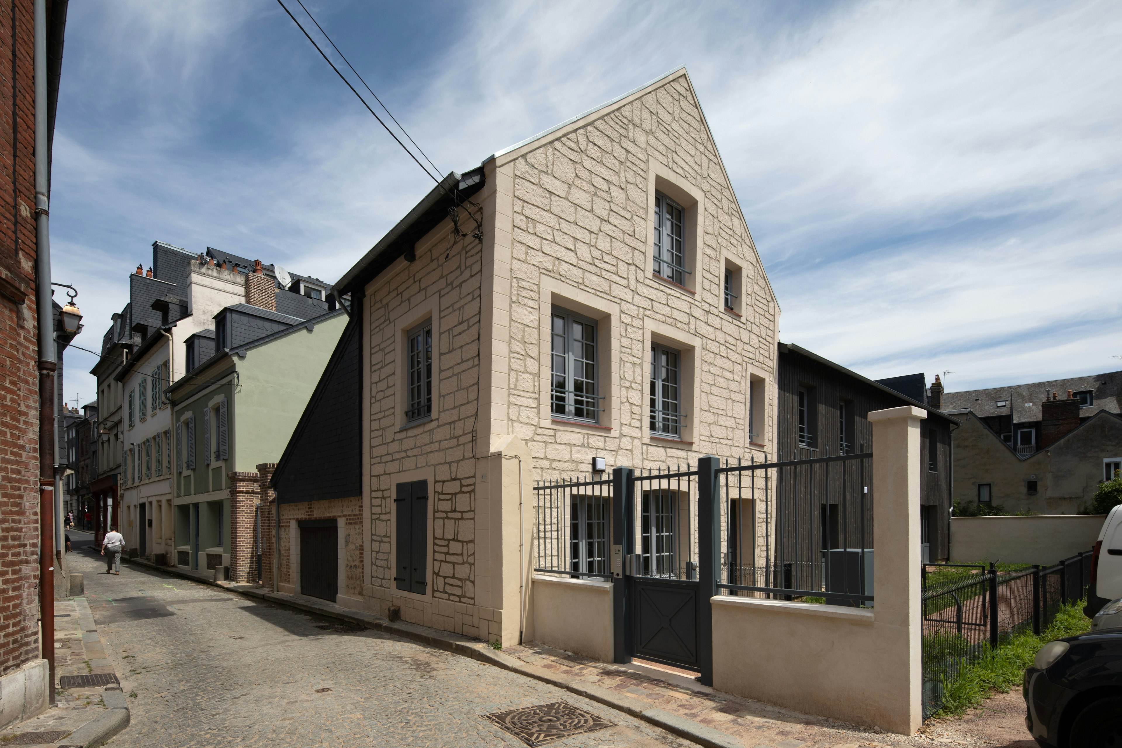 city, road, street, urban, neighborhood, alley, person, car, housing, condo