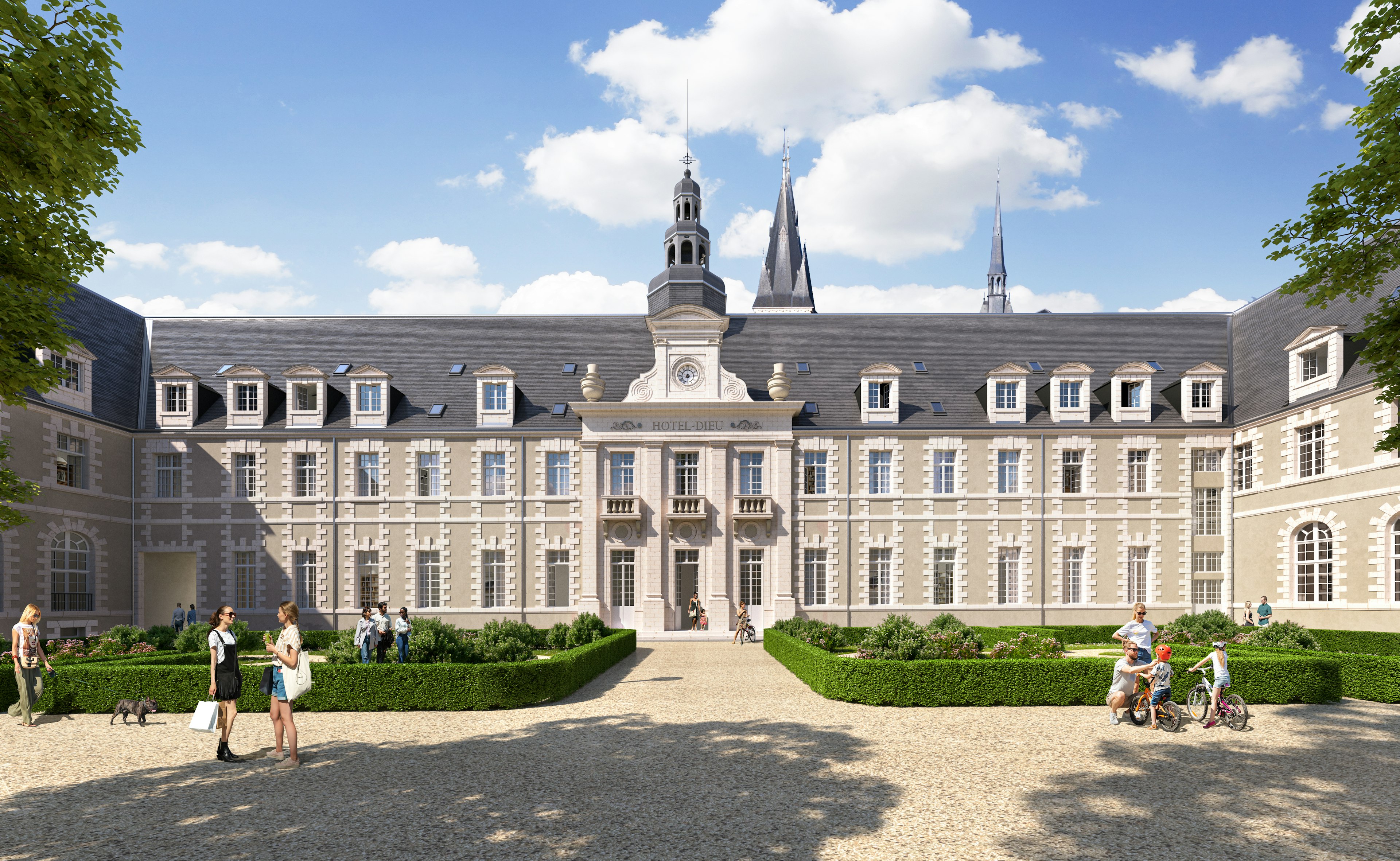 person, bag, handbag, bicycle, vehicle, housing, dog, city, college, house