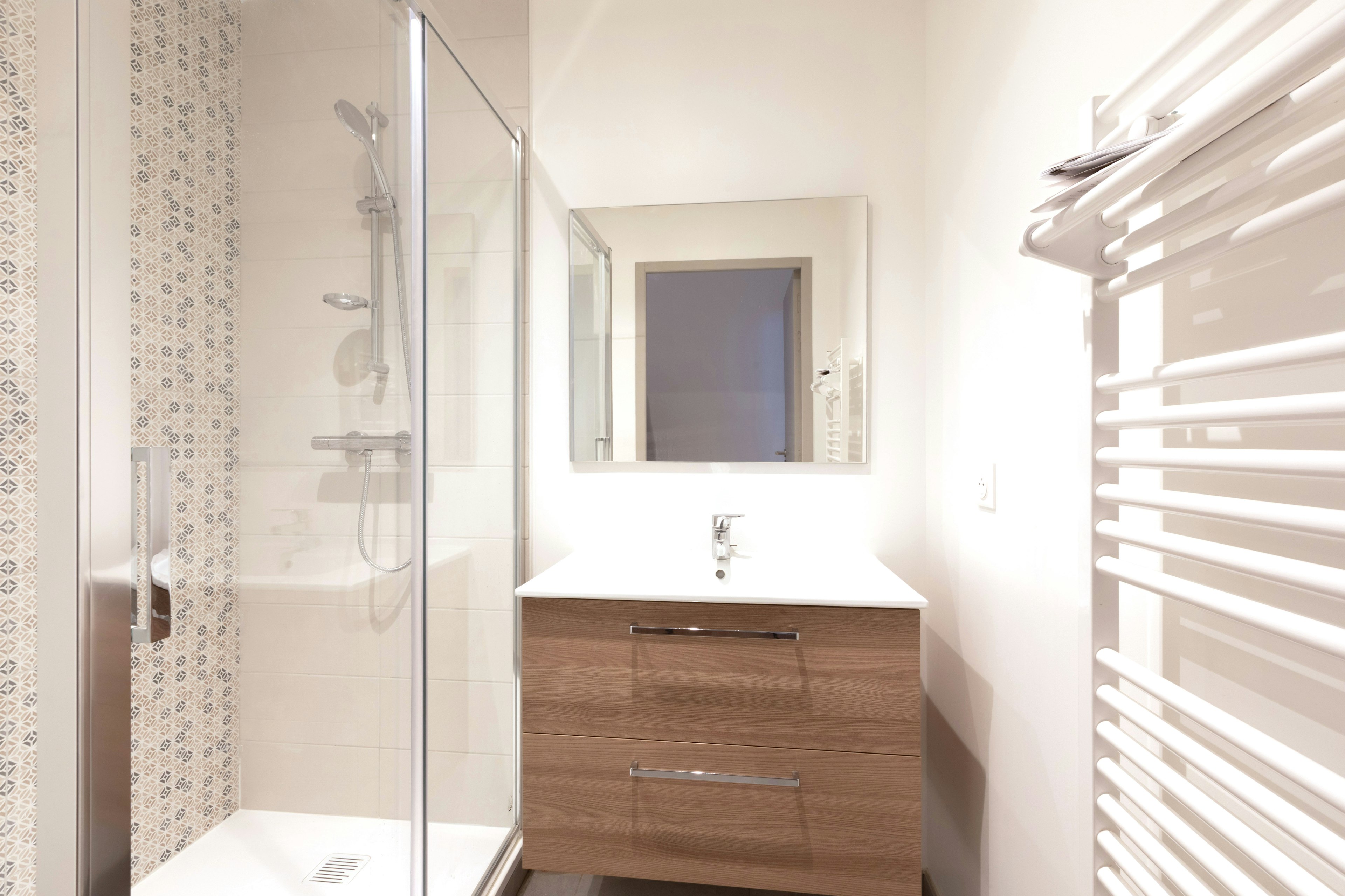 corner, indoors, sink, sink faucet, bathroom, room