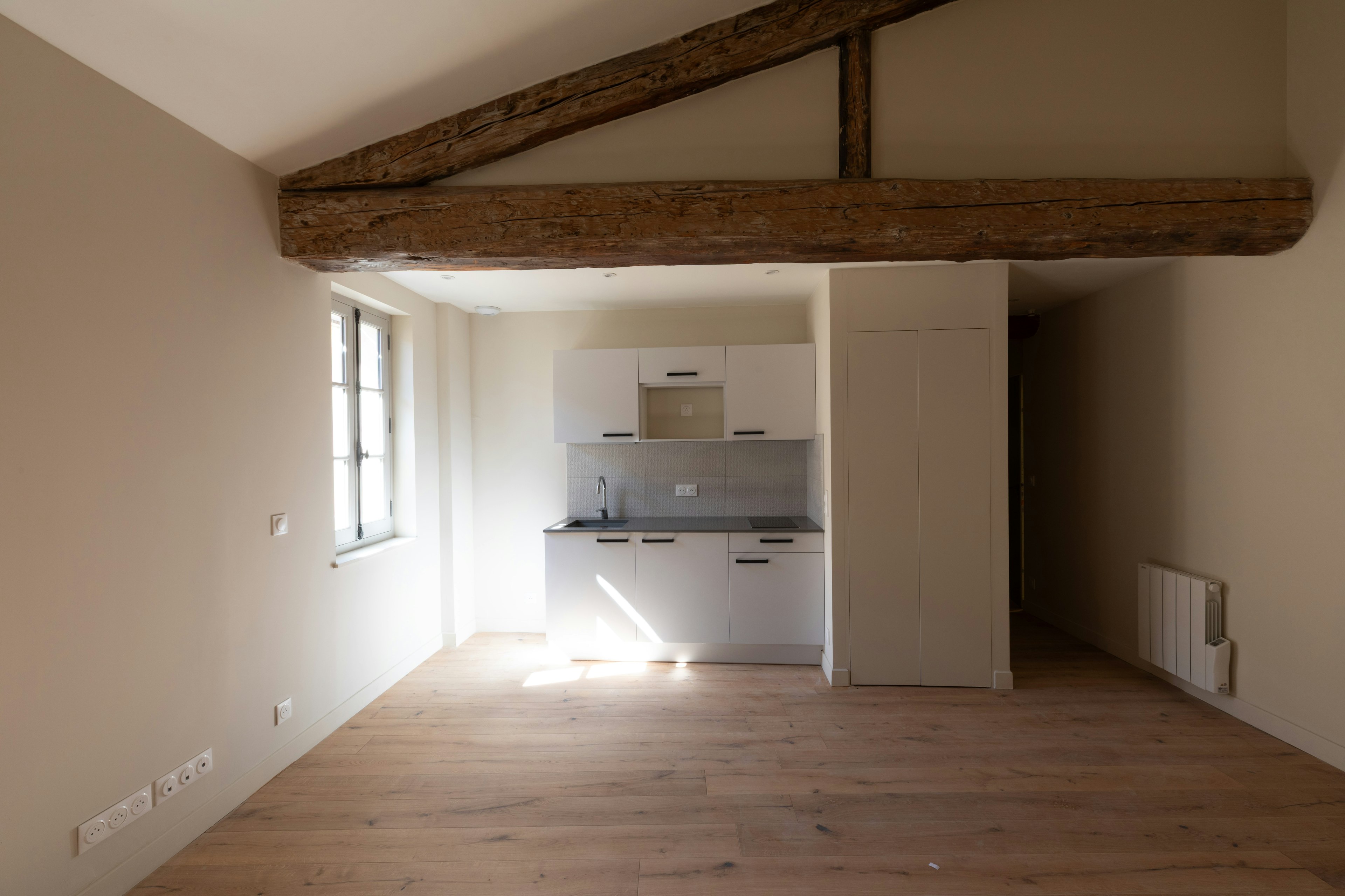 floor, flooring, indoors, interior design, corner, house, housing, loft, wood, kitchen