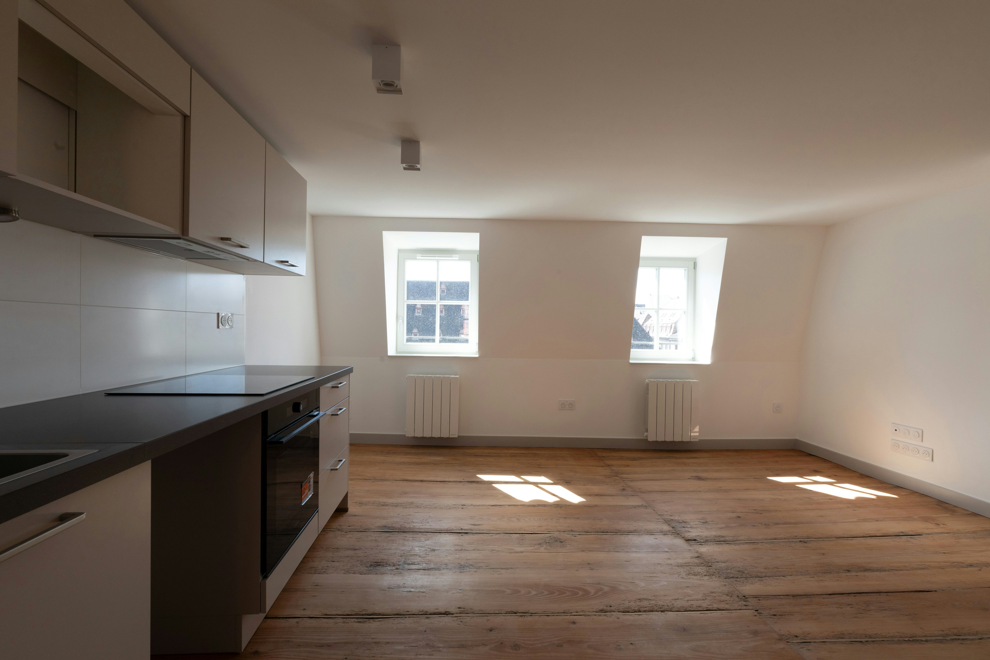 floor, flooring, indoors, interior design, wood, corner, penthouse, kitchen, loft, hardwood