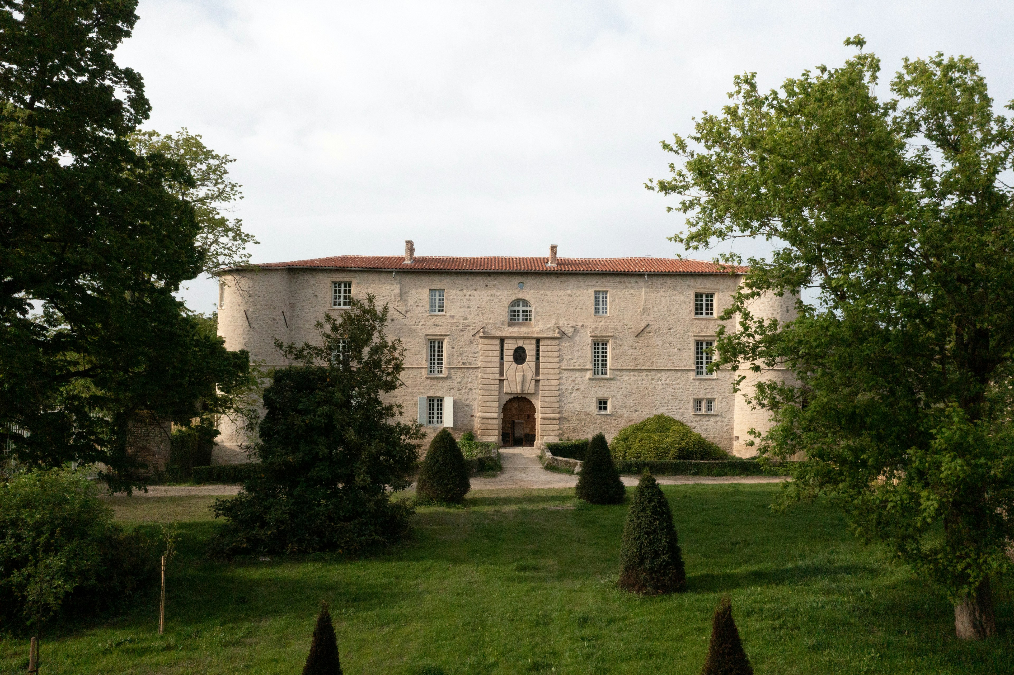 building, monastery, house, housing, villa, grass, plant, tree, manor, lawn