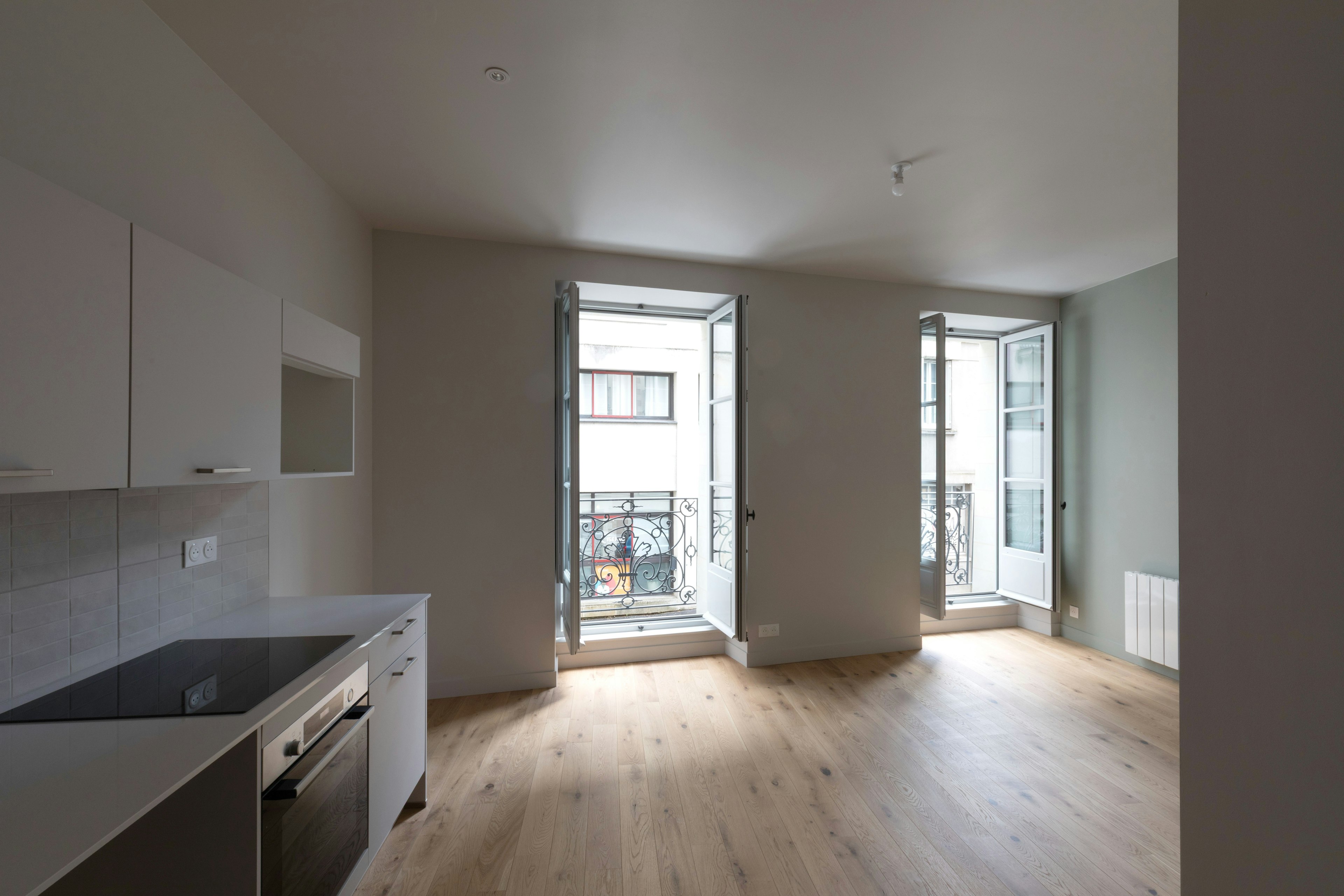 indoors, interior design, corner, door, penthouse, housing, floor, flooring, cooktop, kitchen