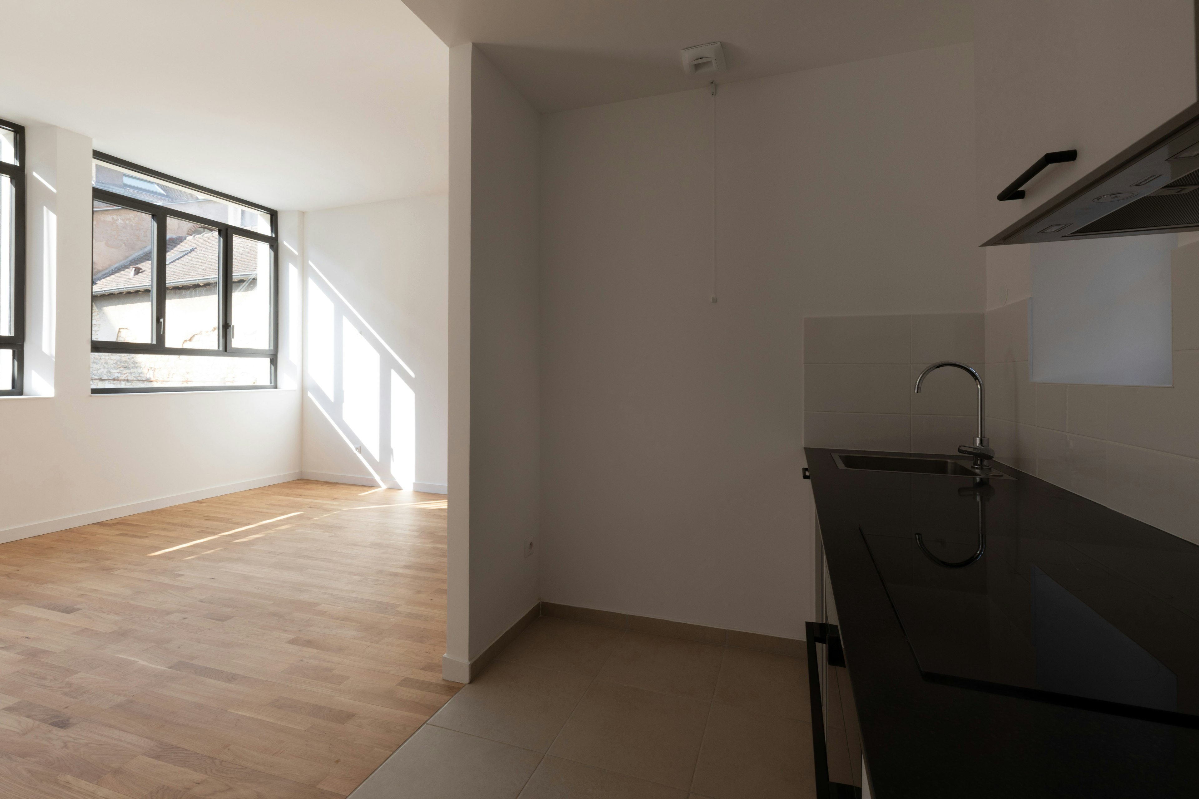 corner, indoors, interior design, floor, flooring, building, penthouse, housing, loft, sink faucet