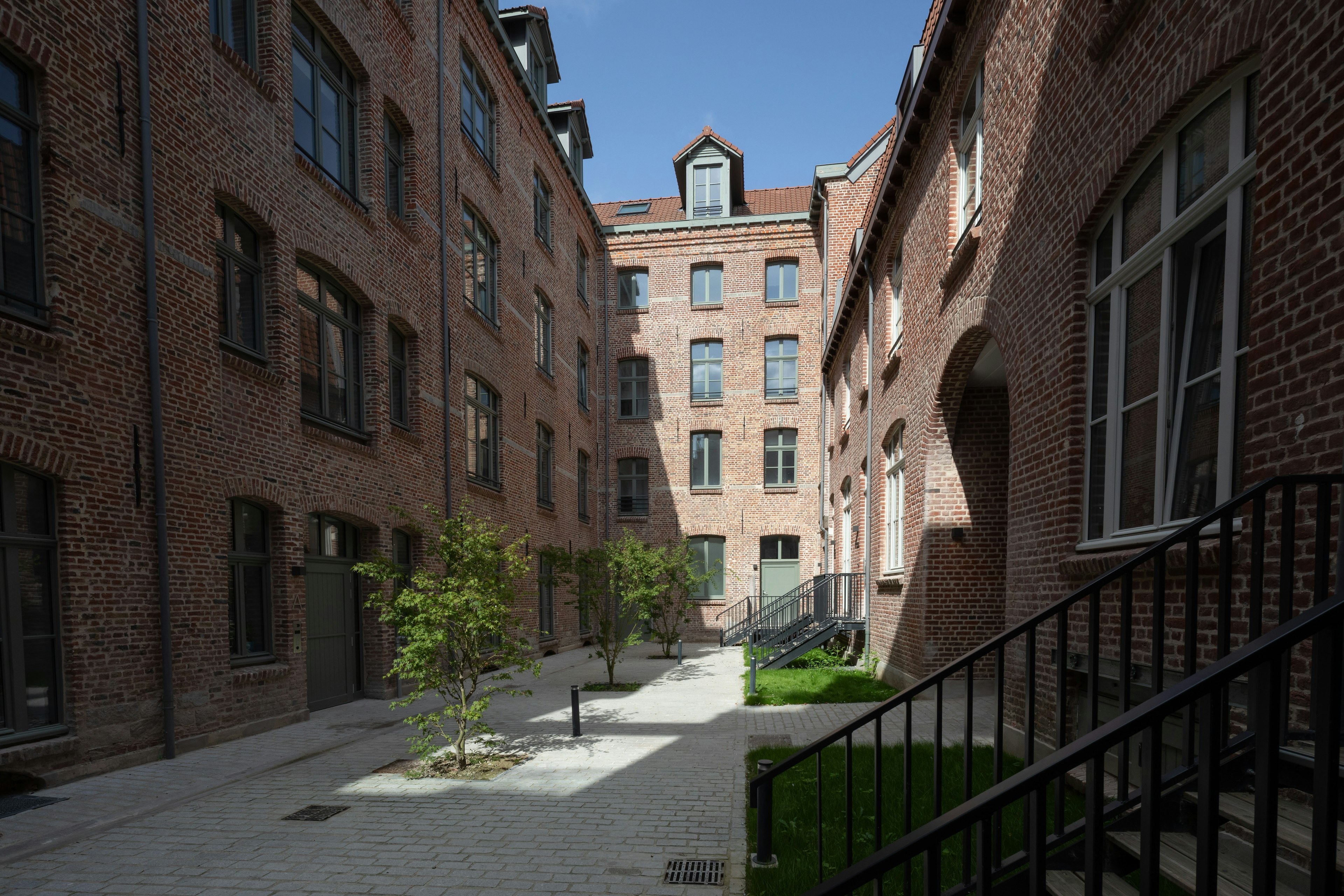 city, road, street, urban, neighborhood, alley, condo, apartment building, high rise, path