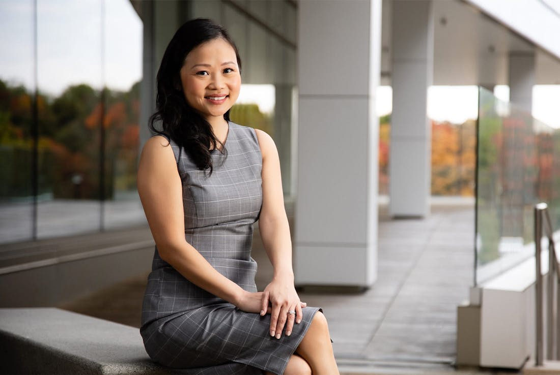 Dr. Xue sitting outside