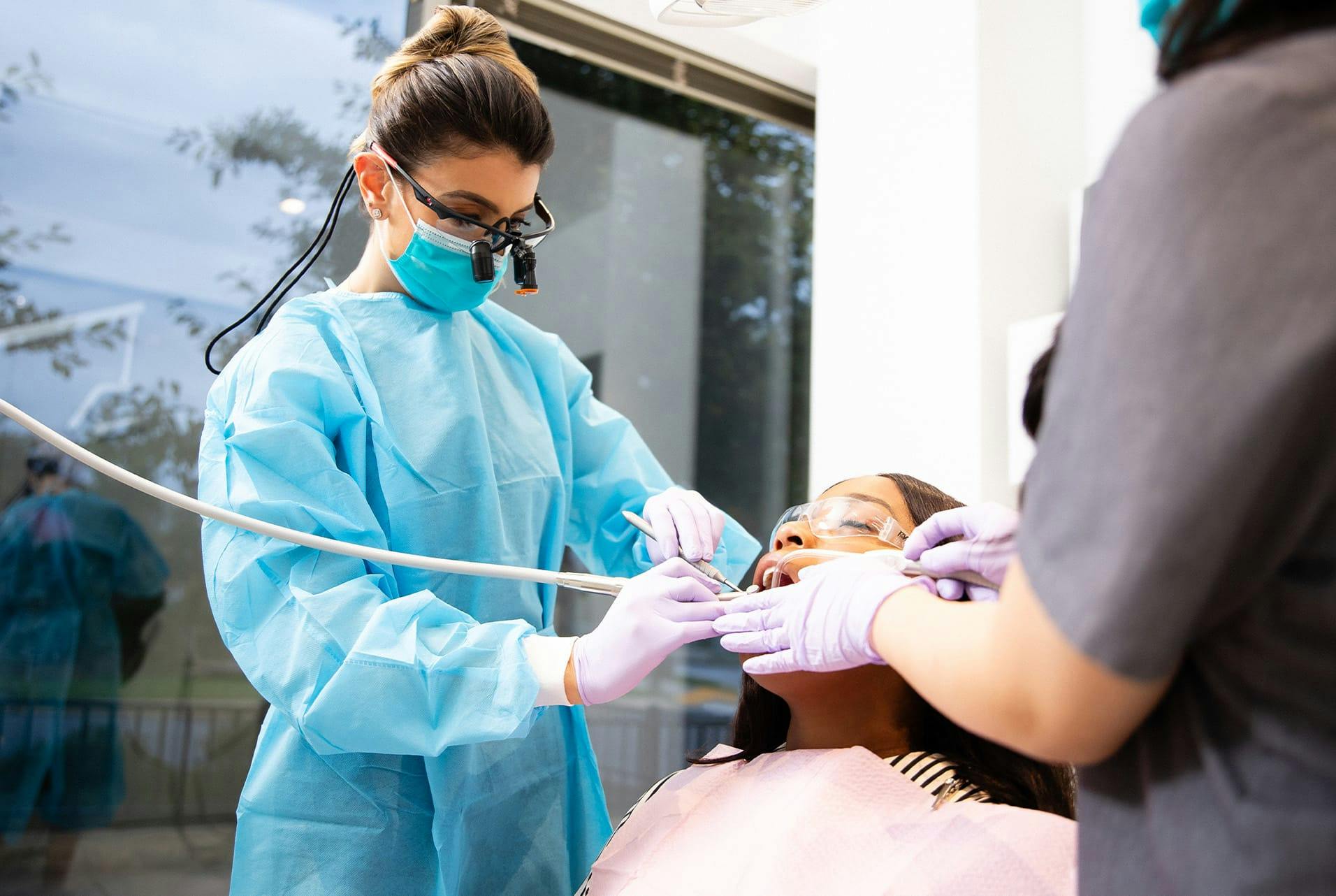 doctor working on a patient