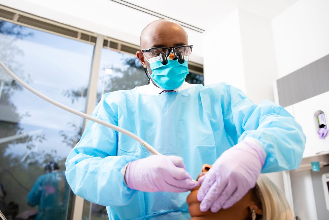 doctor working on a patient