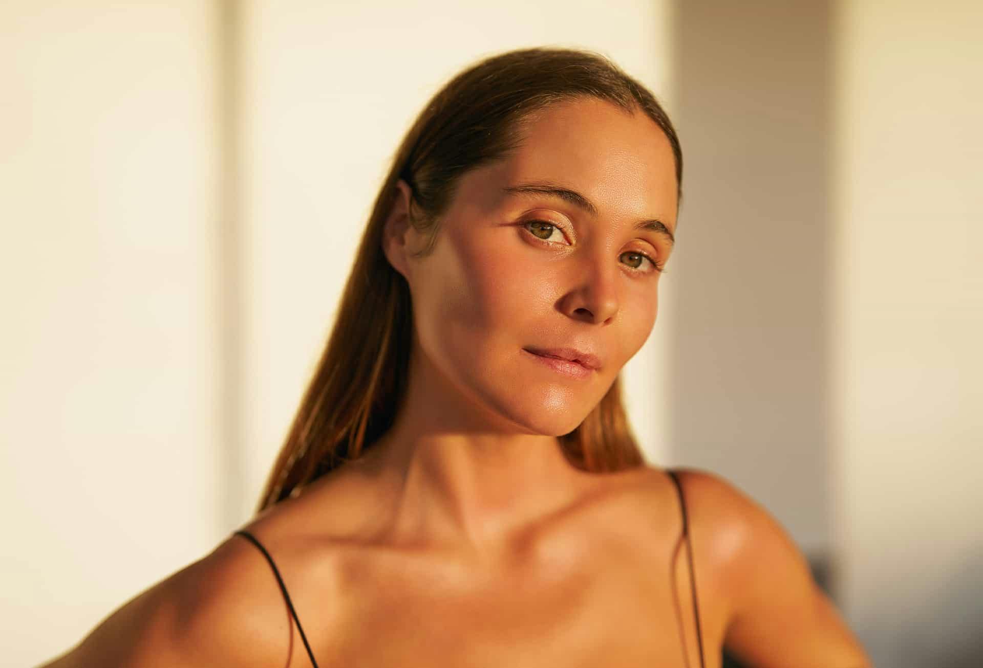 Woman looking into camera