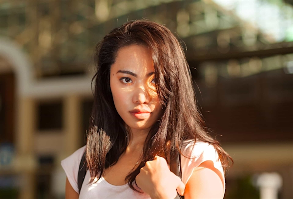 Woman looking into camera