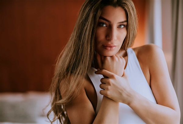 Woman looking into camera