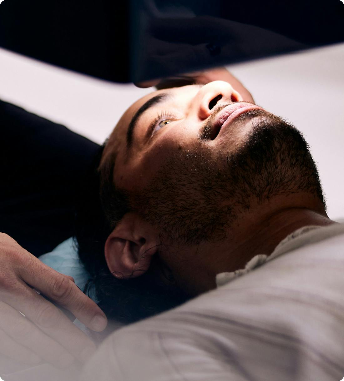 man getting eye exam