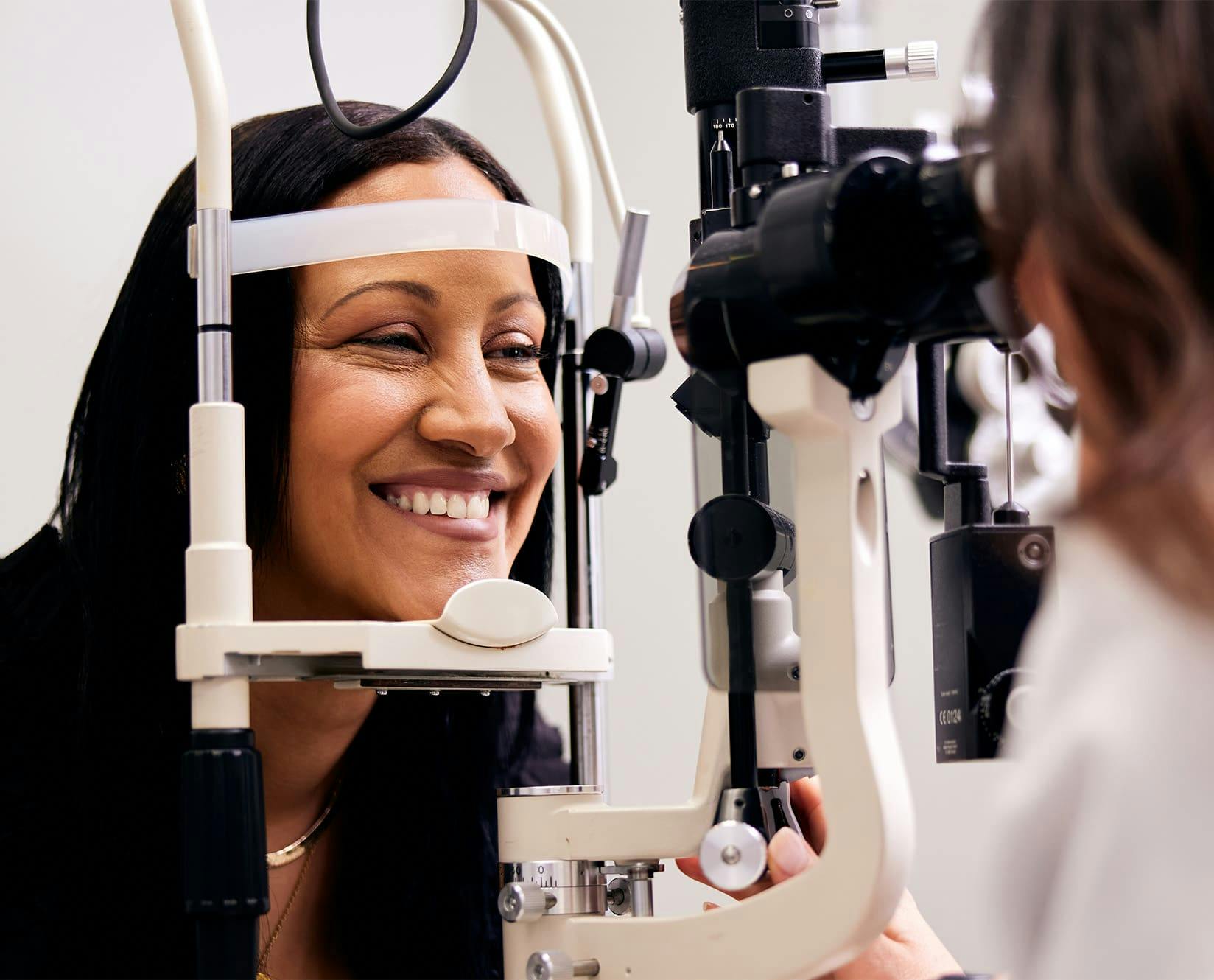 woman undergoing an eye exam