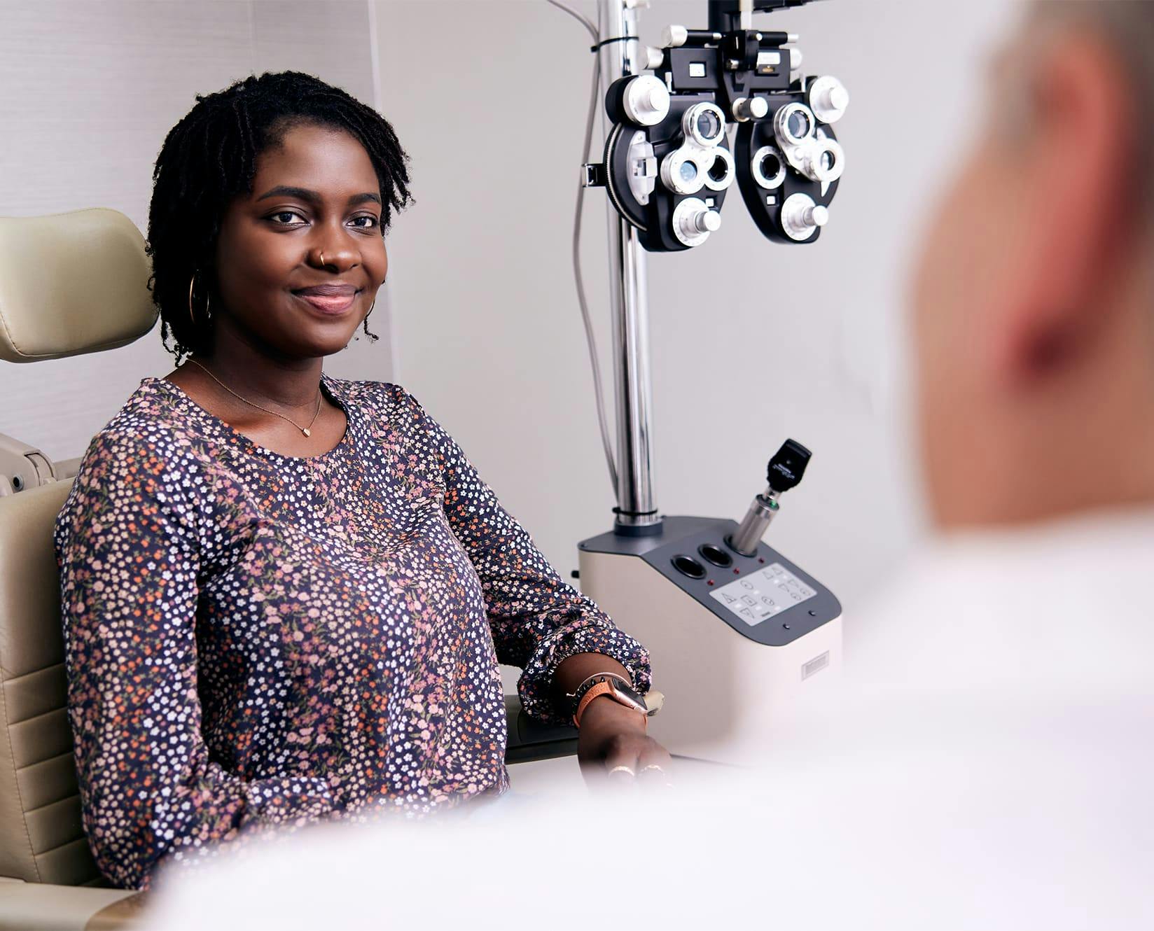 woman having a consultation with an eye doctor