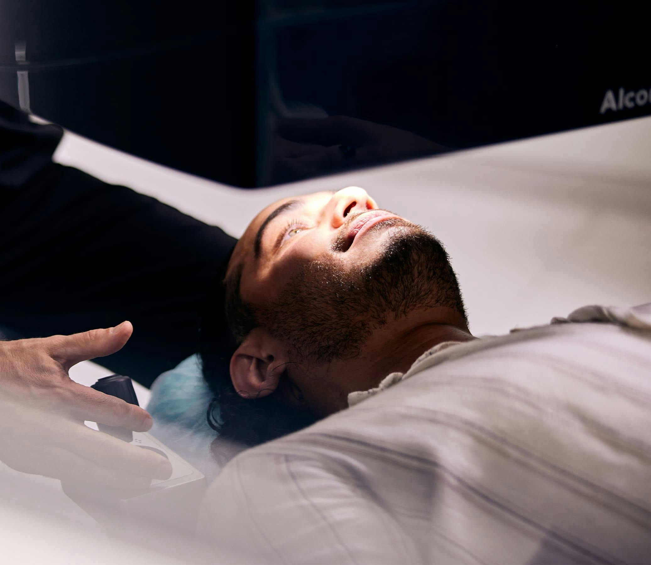 man getting laser eye surgery