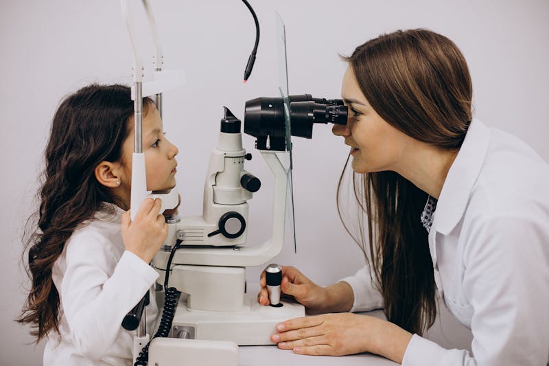 child getting an eye exam