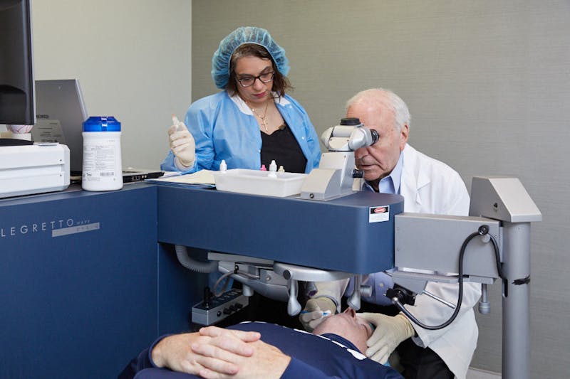 person getting laser eye surgery