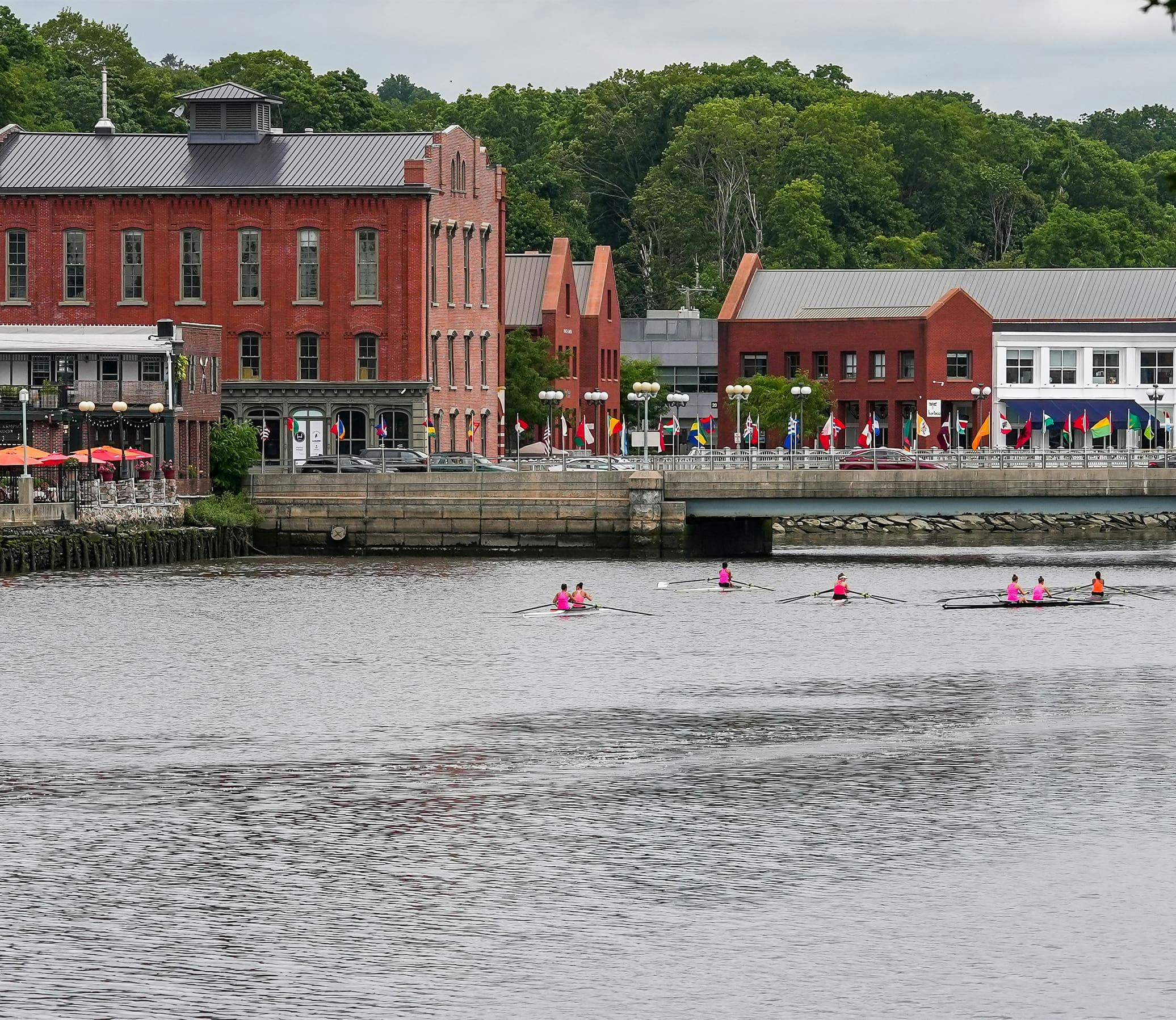 buildings near a river