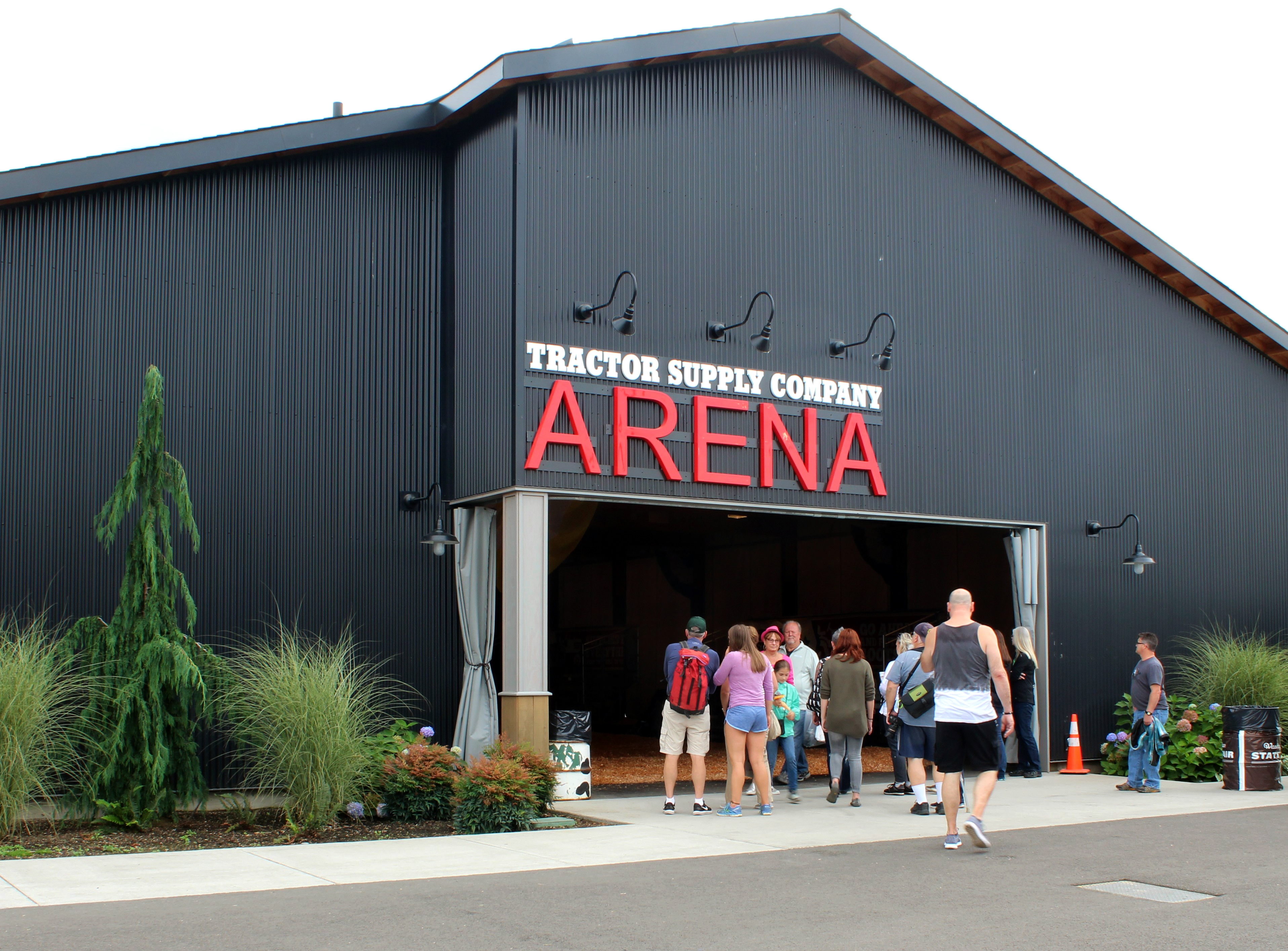 A group of Fair attendees entering  the Arena