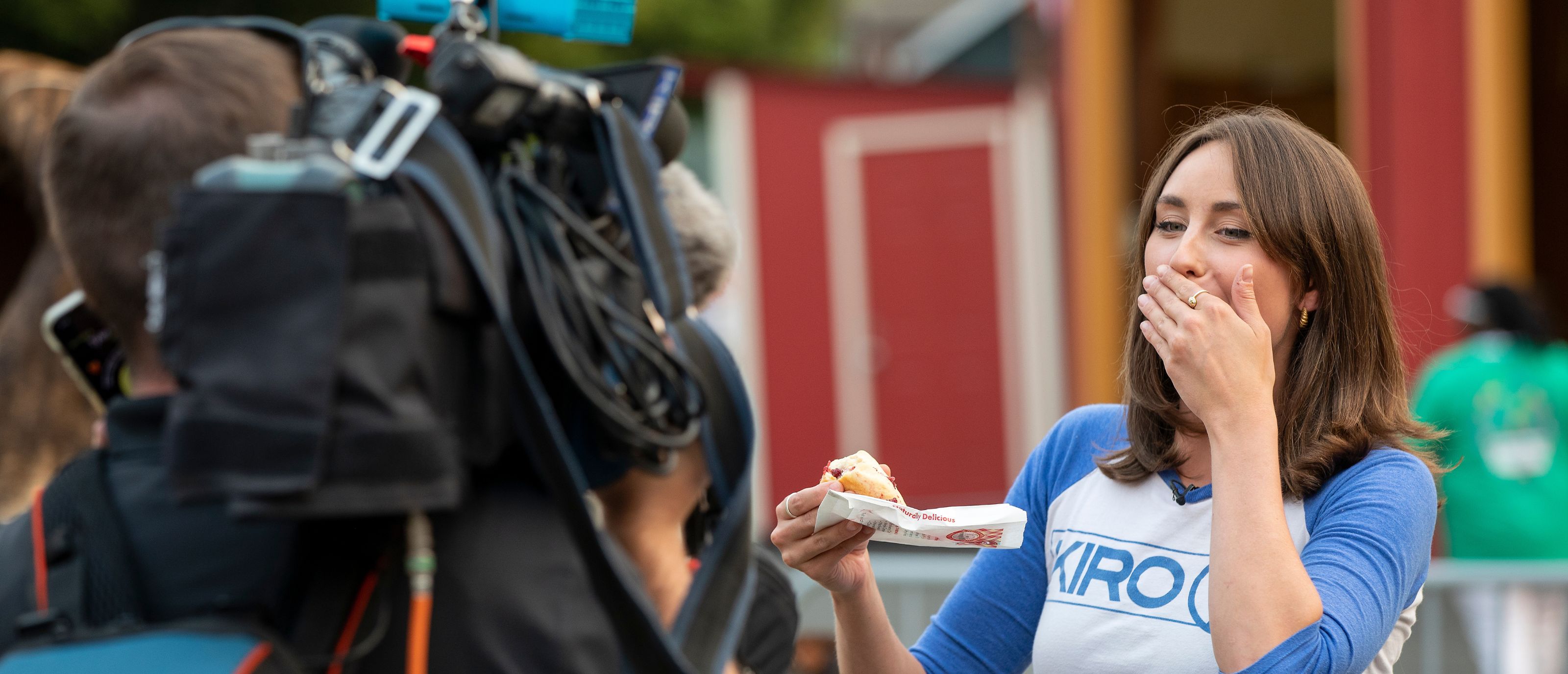Kiro 7 Reporter Eating Scone