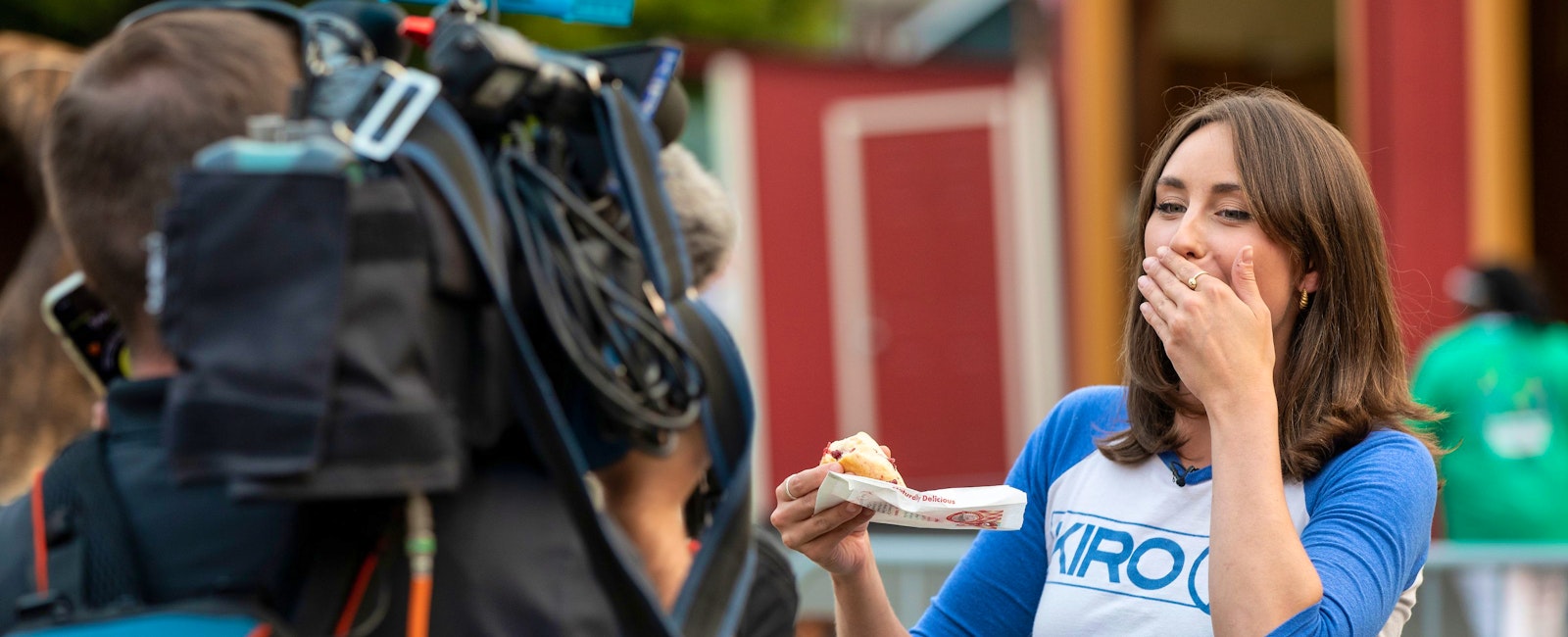 Kiro 7 Reporter Eating Scone
