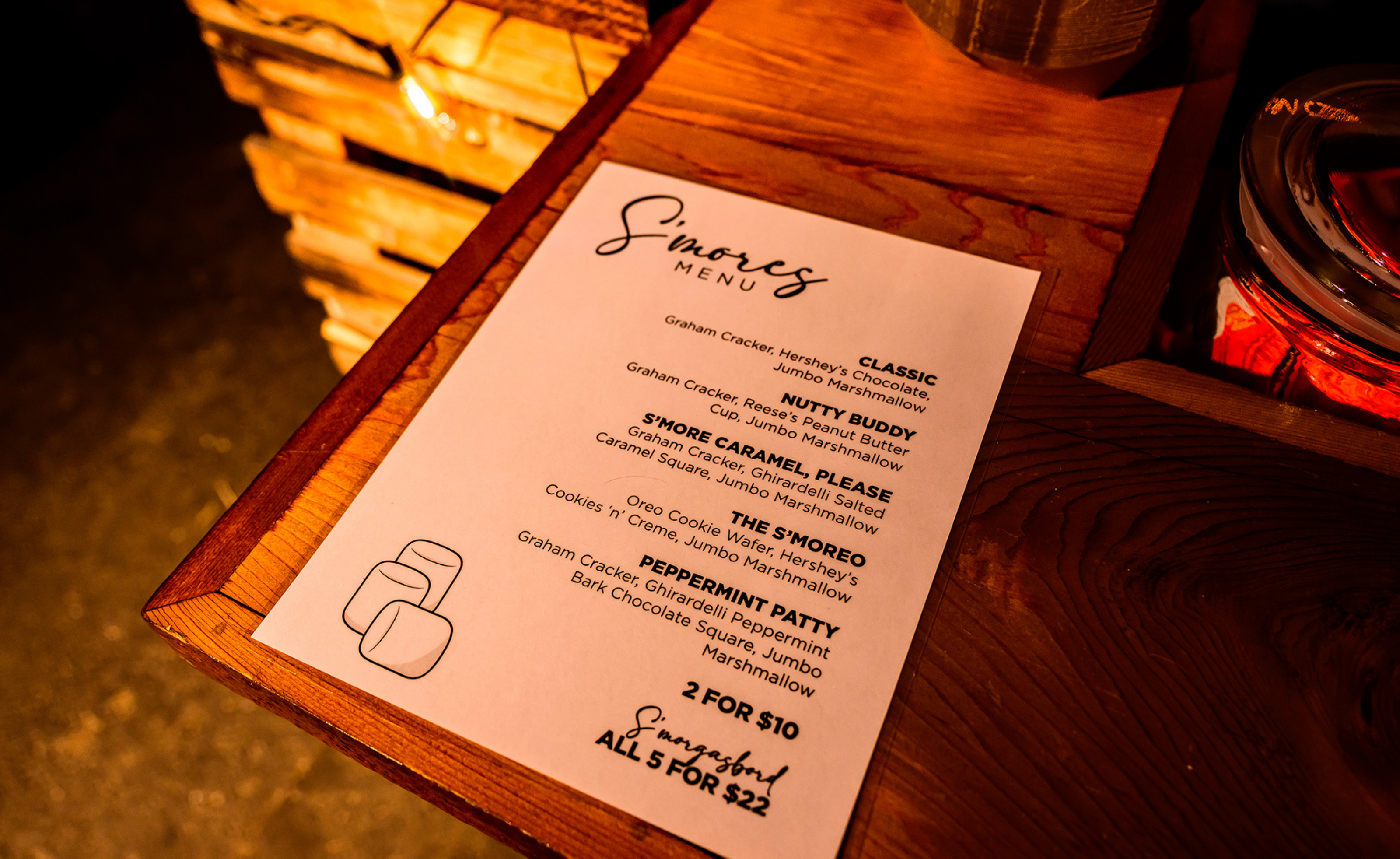 S'mores bar menu