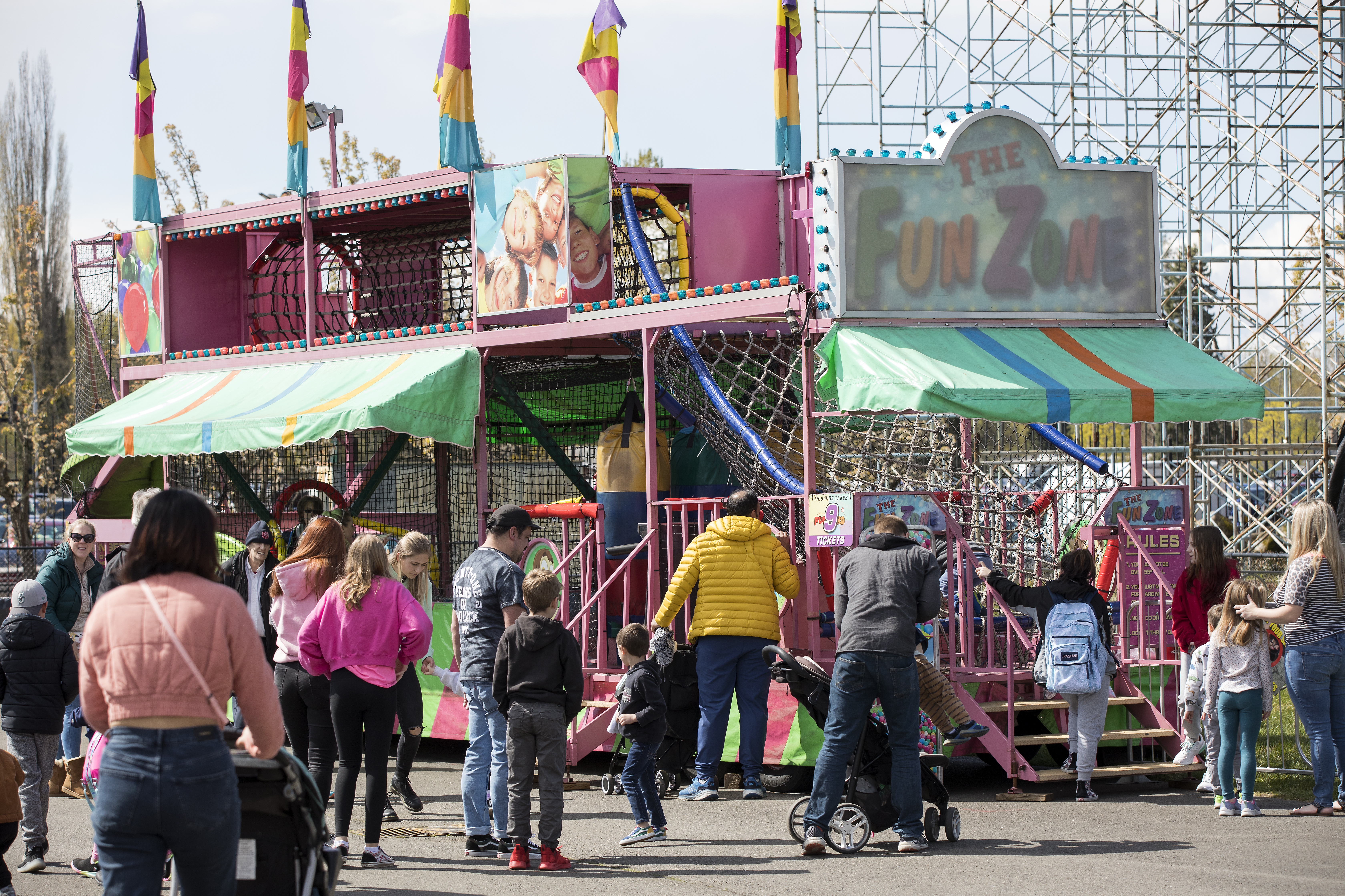 Photo of the Fun Zone, an interative ropes ride with tunnels and nets for small children to climb.