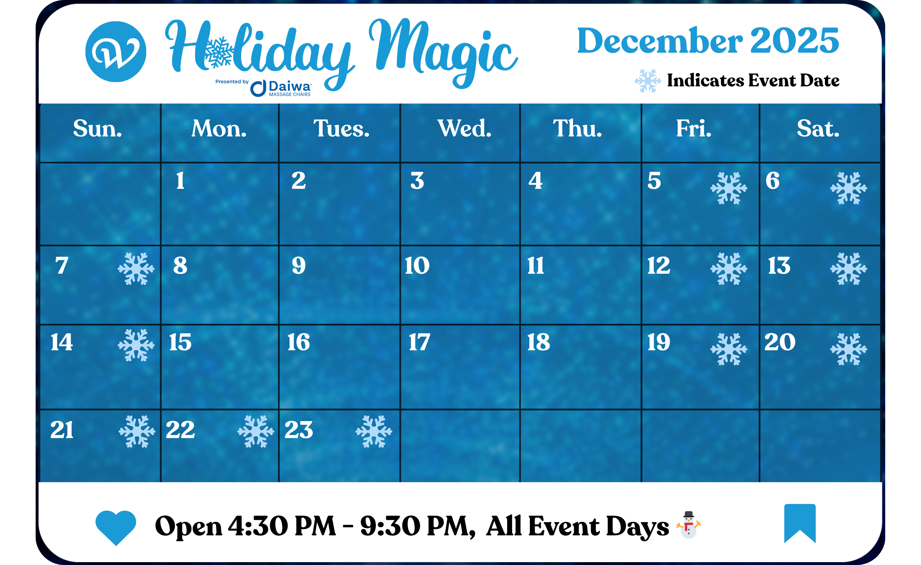 A calendar of Holiday Magic.