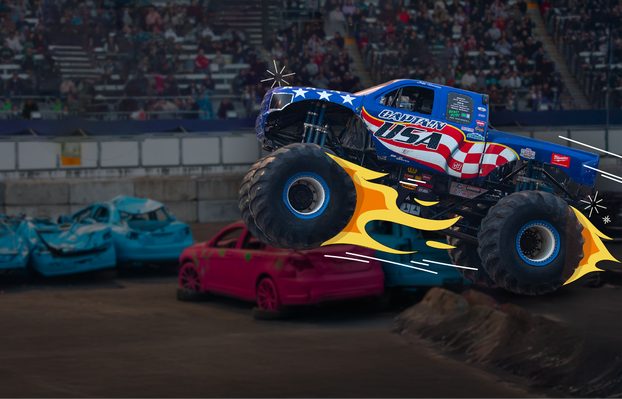 Monster Truck with cute illustrations