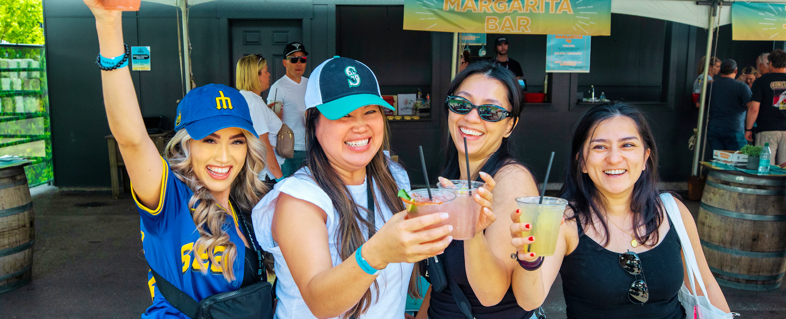 Four women enjoying margaritas