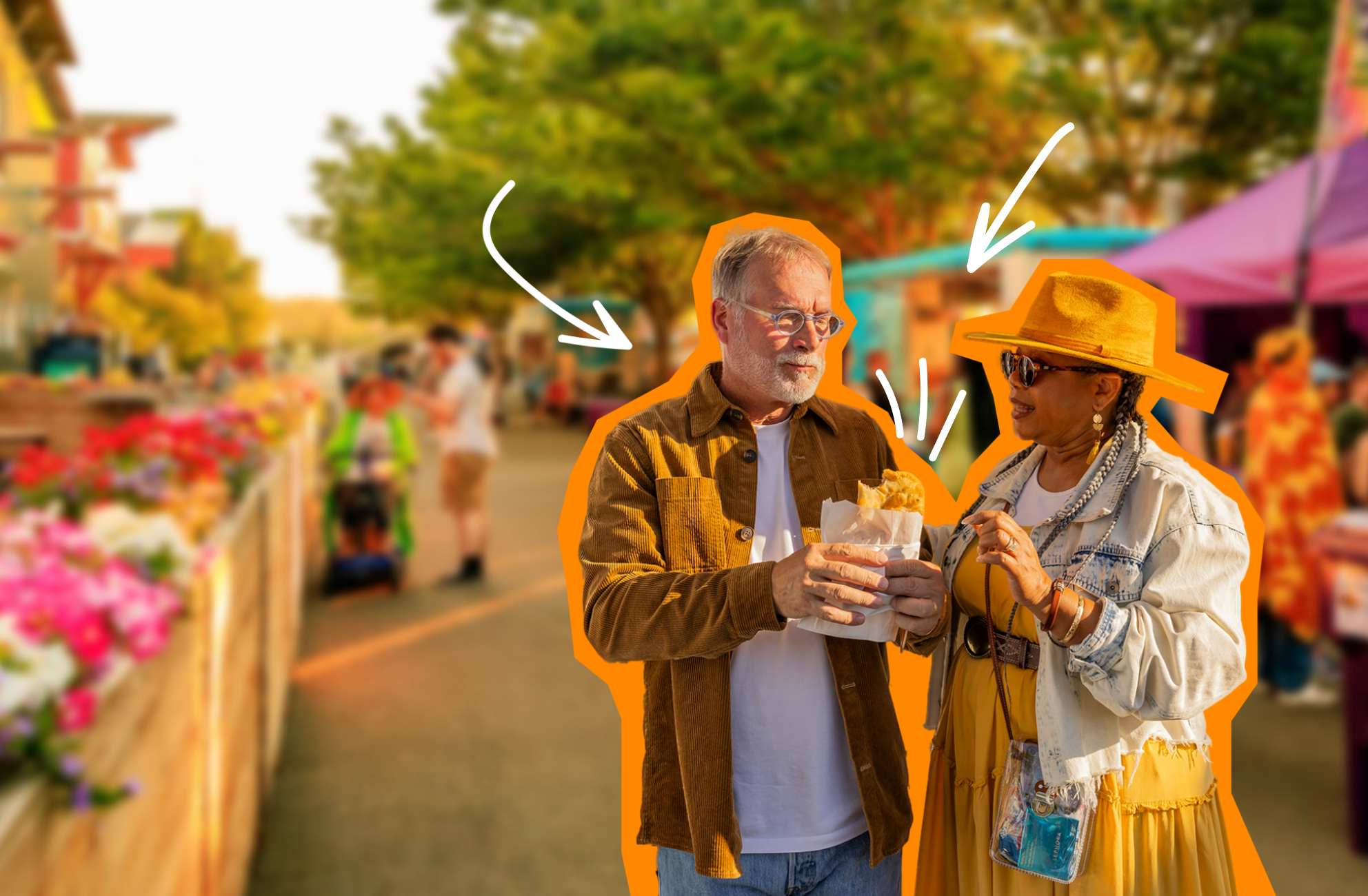 couple holding food