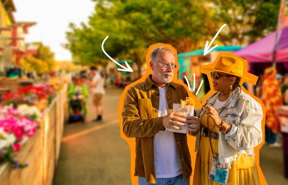 couple holding food