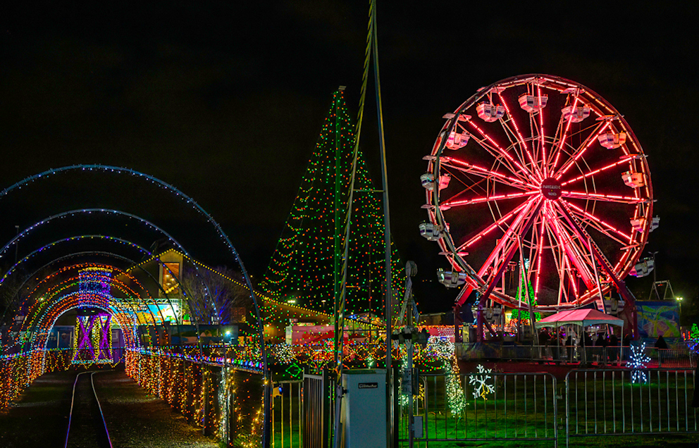 Wonder Wheel and Santa's Express Train at Holiday Magic