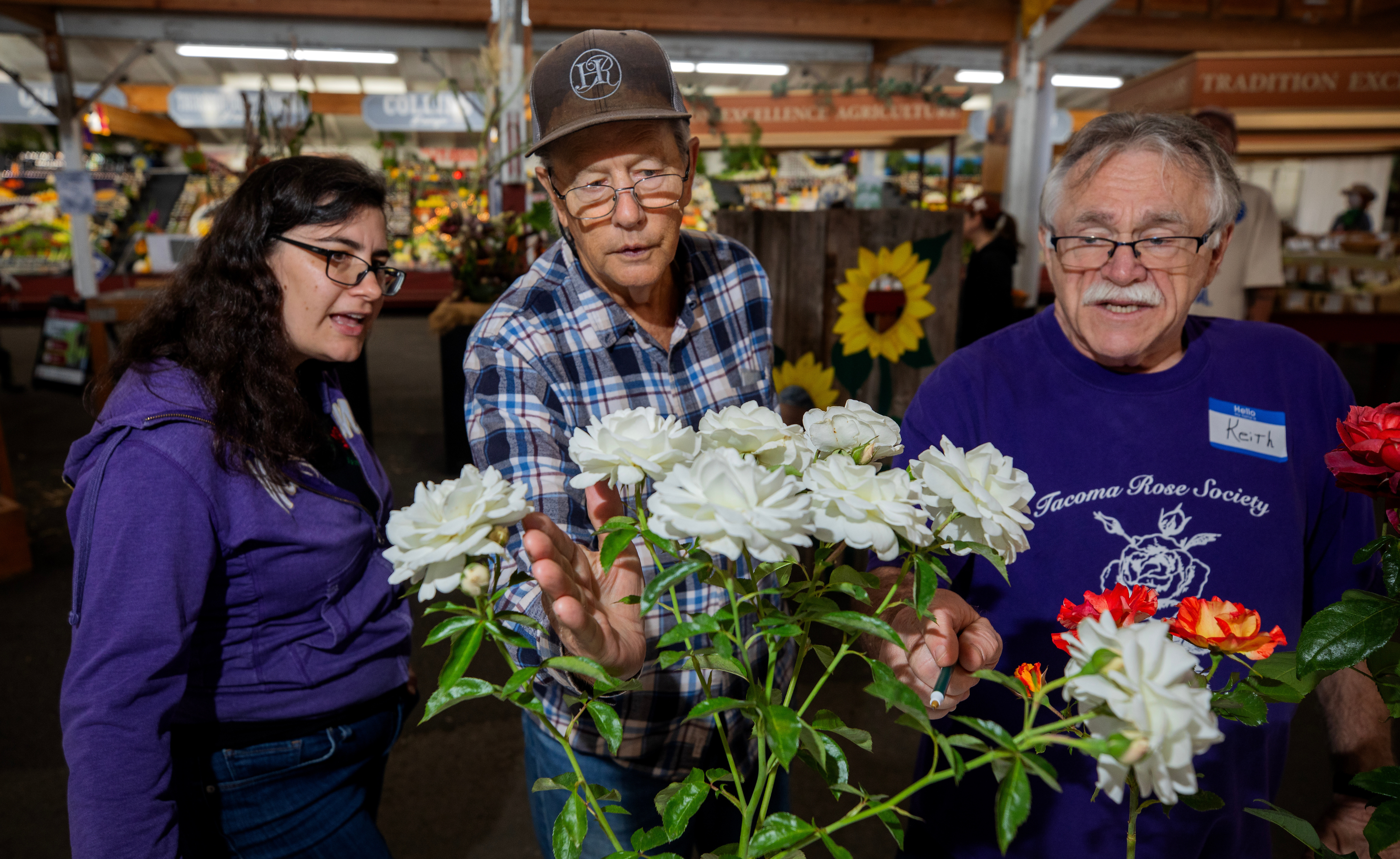 Judges examining florals.